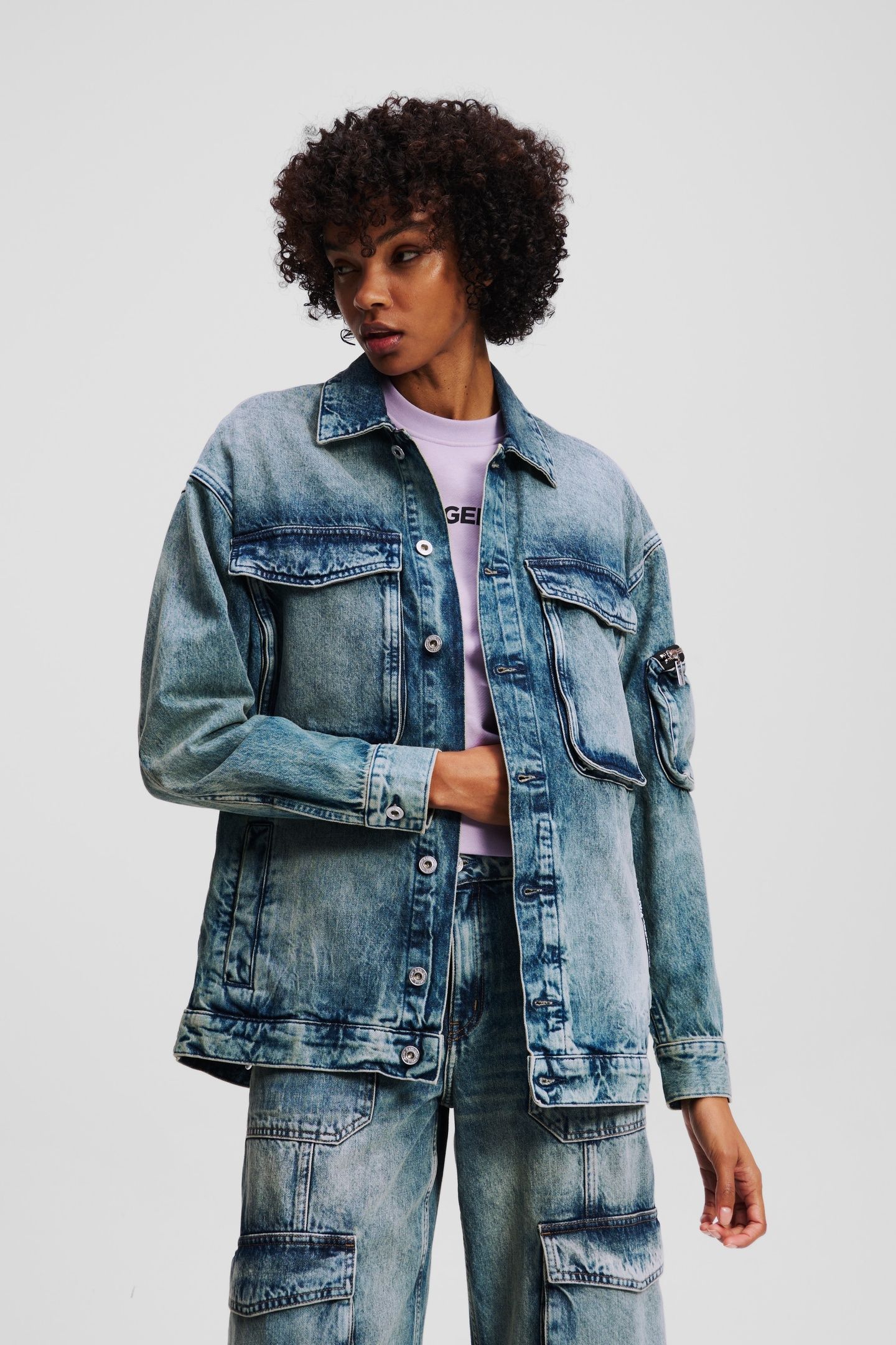 KLJ UTILITY DENIM JACKET TINTED VISUAL WASHED BLUE 1