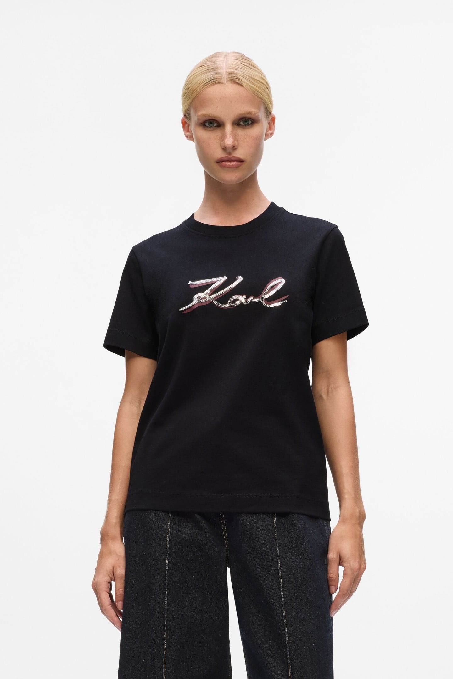 SIGNATURE SEQUINS T-SHIRT BLACK 1