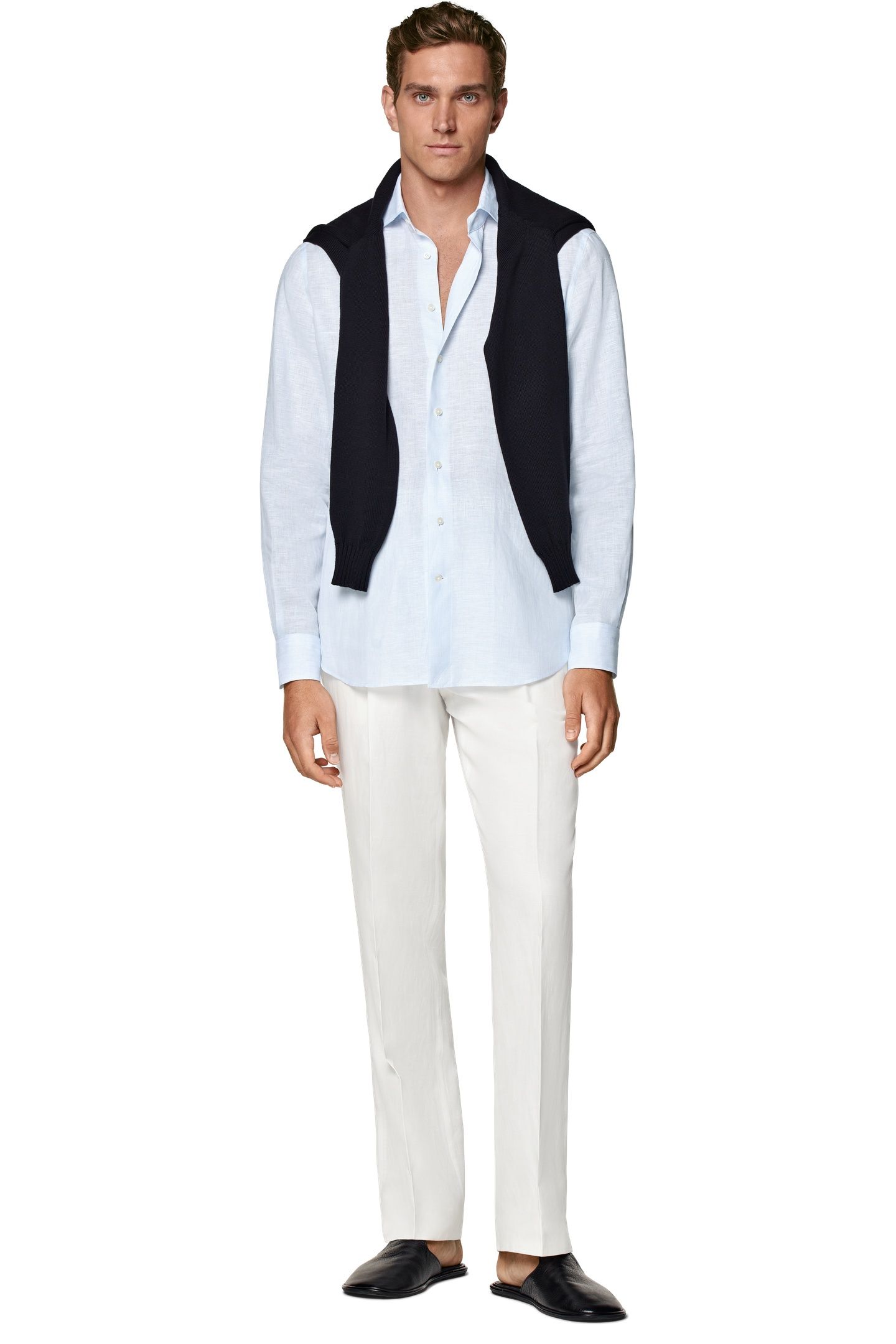 PURE LINEN LIGHT BLUE CASUAL SHIRTS LIGHT BLUE 3