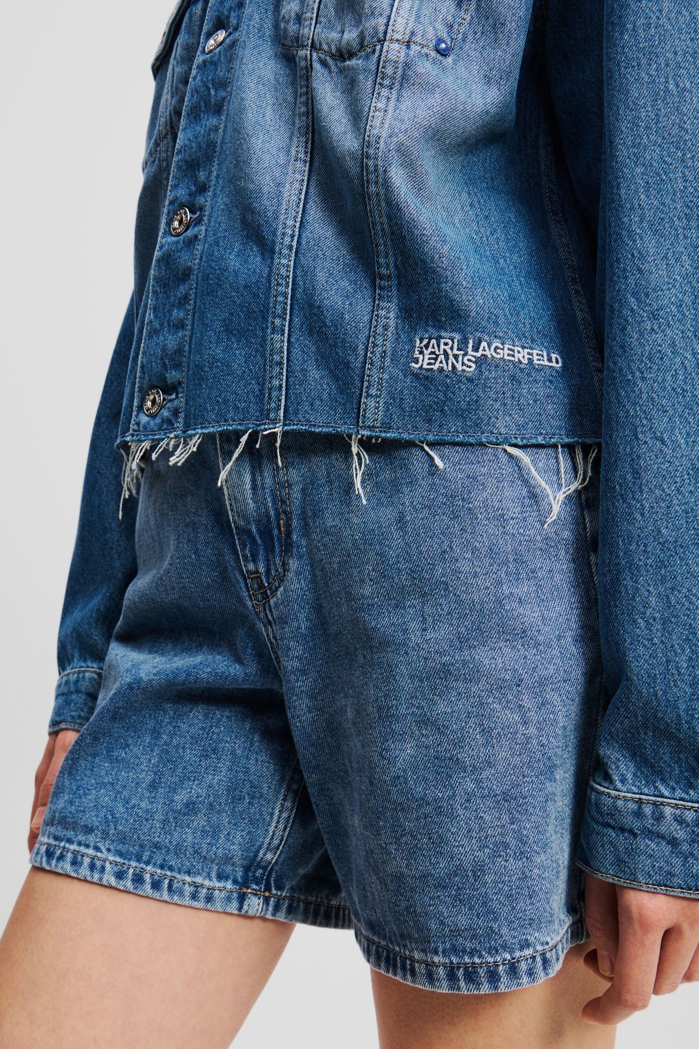 RELAXED FRINGED DENIM JKT STONE WASHED MID BLUE 5