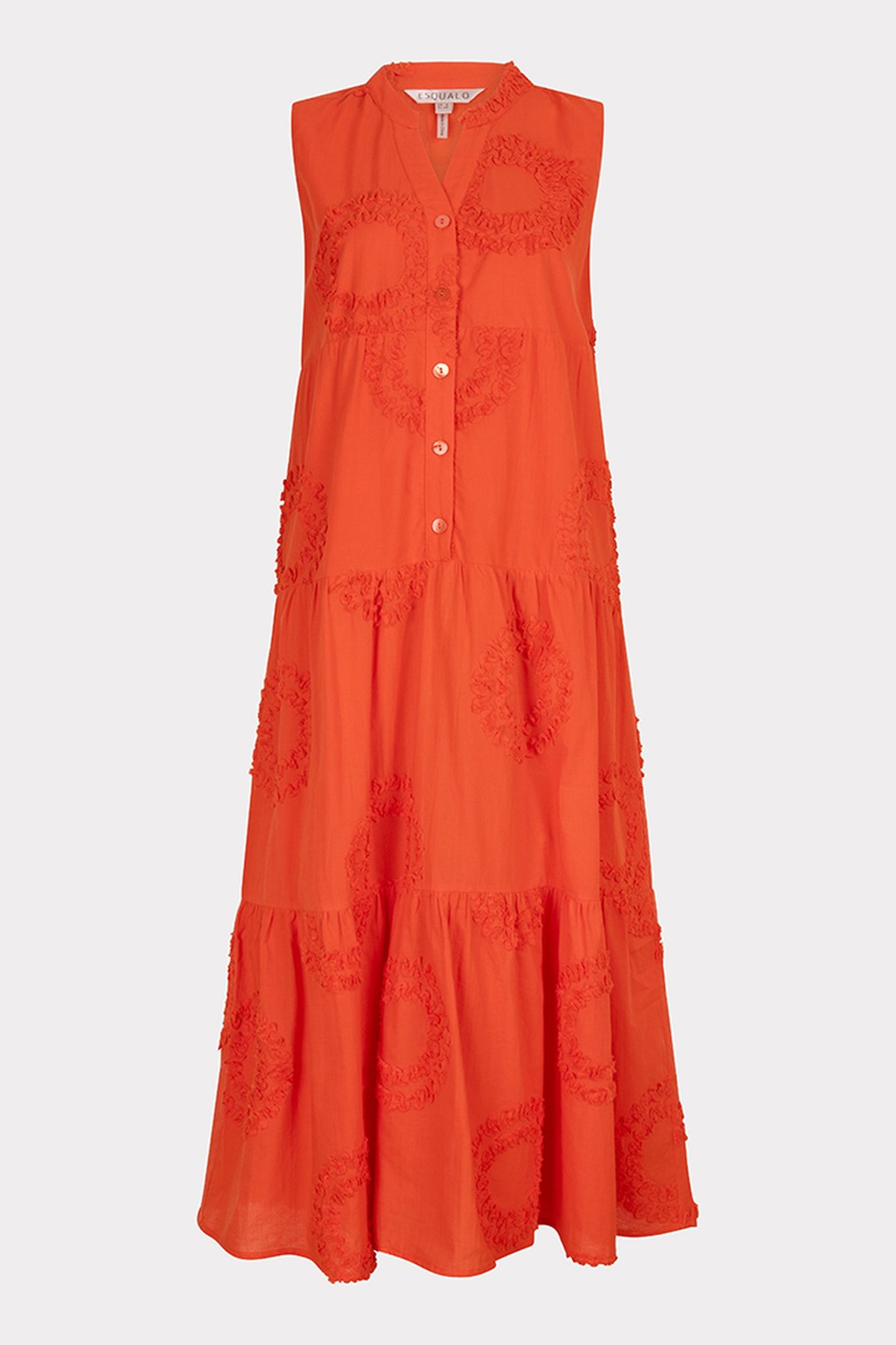 DRESS SLV/LSS 3D CIRCLED EMBROIDERY RED ORANGE 4