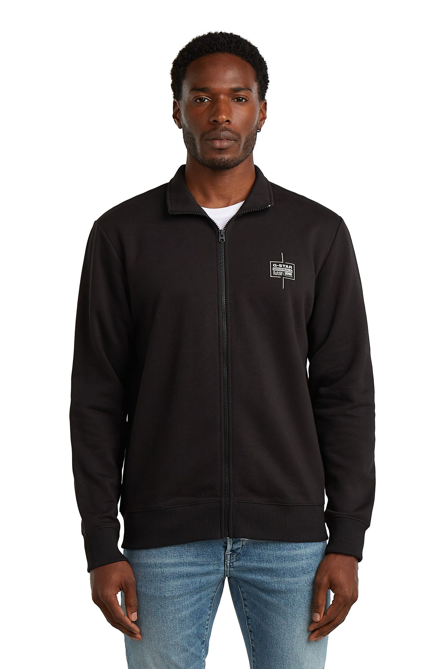LOGO ZIP THRU SWEAT BLACK 1