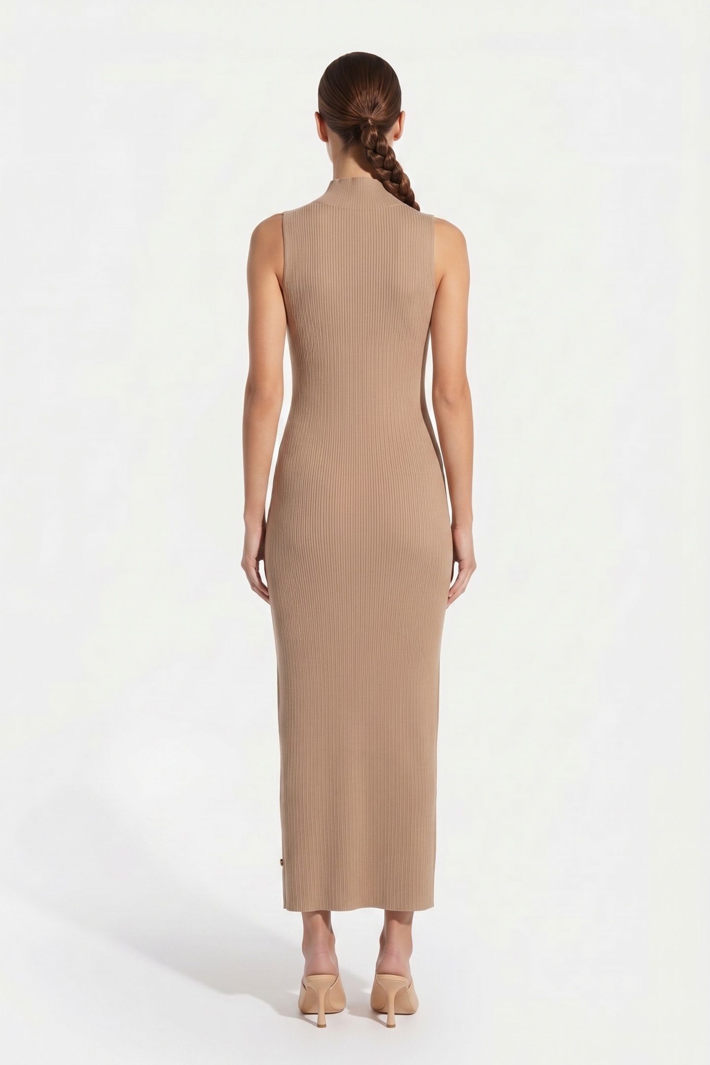 RIBBED MIDI DRESS CAMEL 2