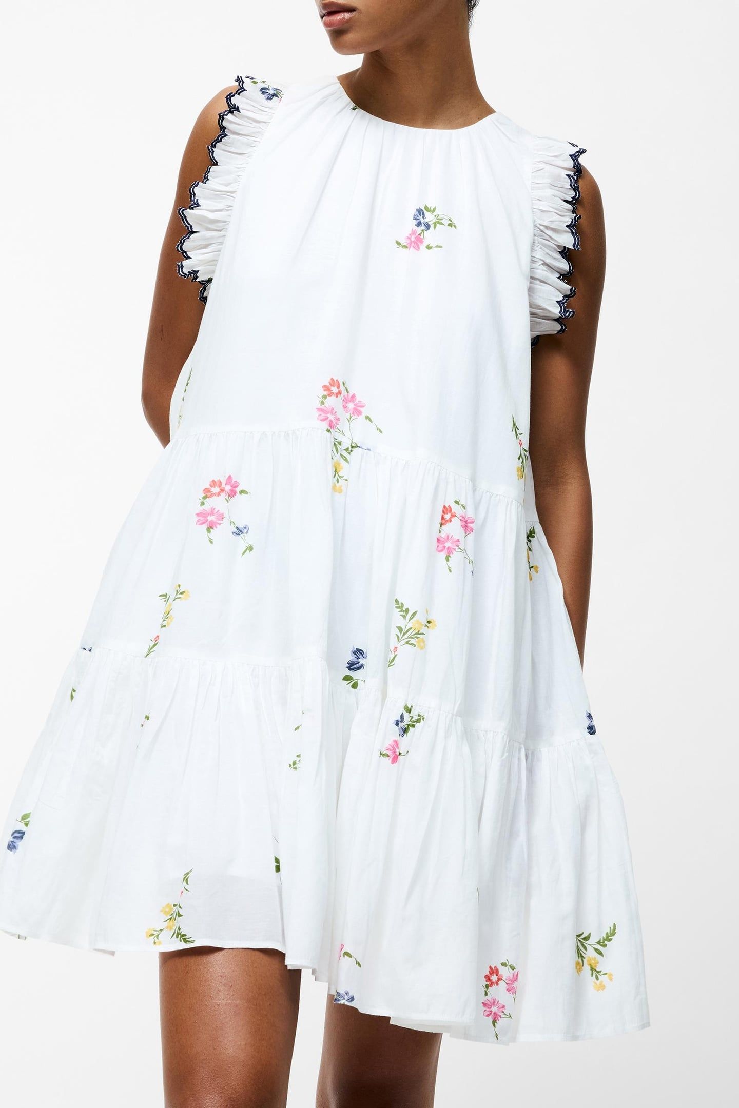 KIRSTY HOLLAND TIERED DRESS WHITE MULTI 1