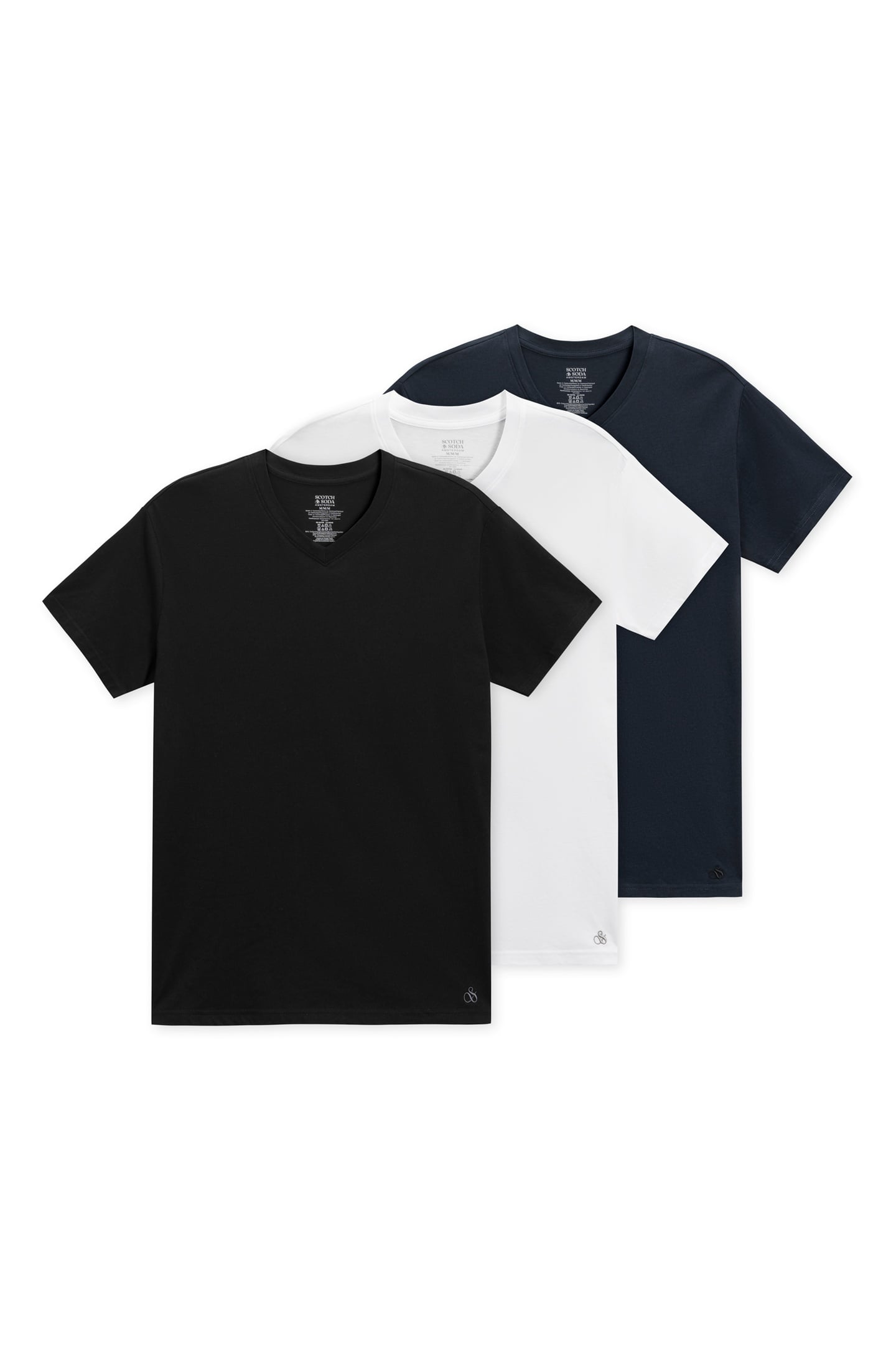 3PK MENS ULTRA SOFT V-NECK TEE UNDERWEAR BLACK/BLUE/WHITE 1