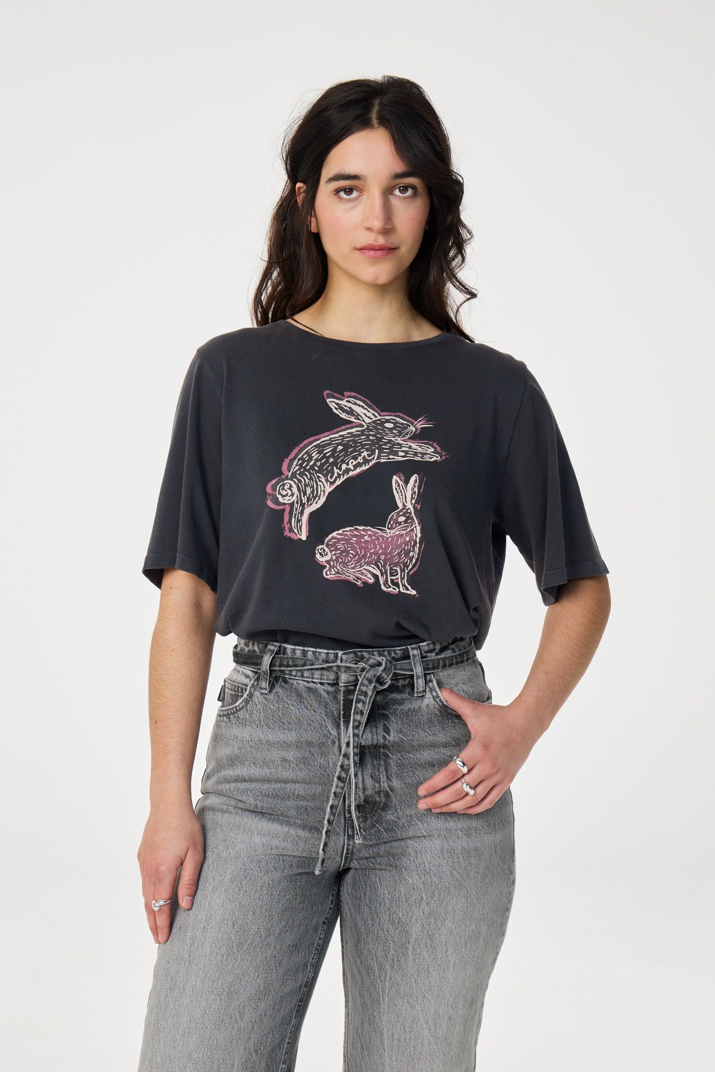 FAY RABBIT T-SHIRT DARK ANTRACITE 1