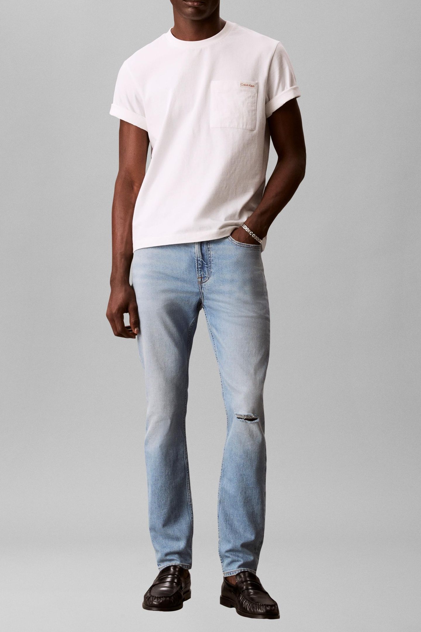 SLIM TAPER JEANS DISTRESSED SEA 2