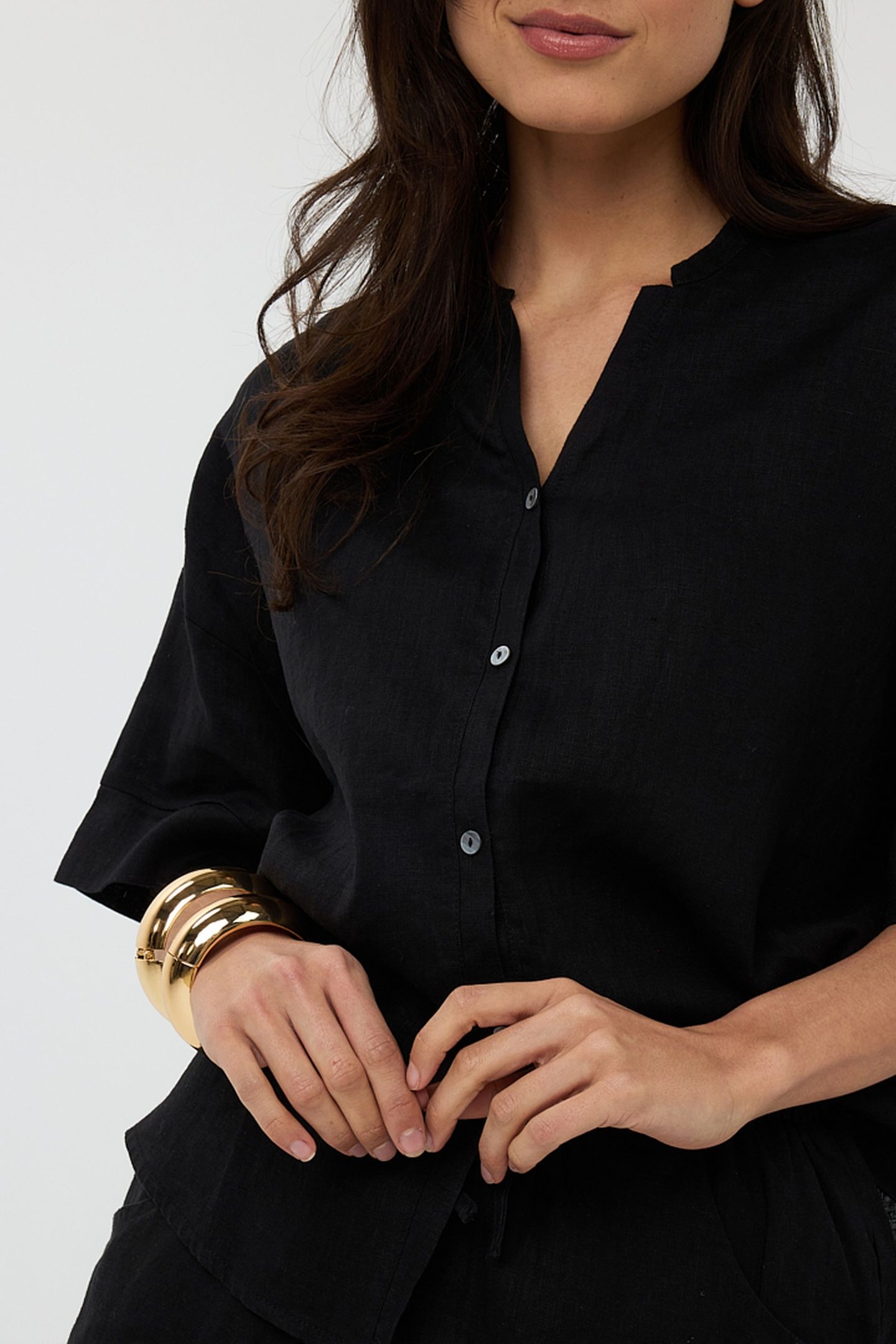 BLOUSE OVERSIZED LINEN BLACK 2
