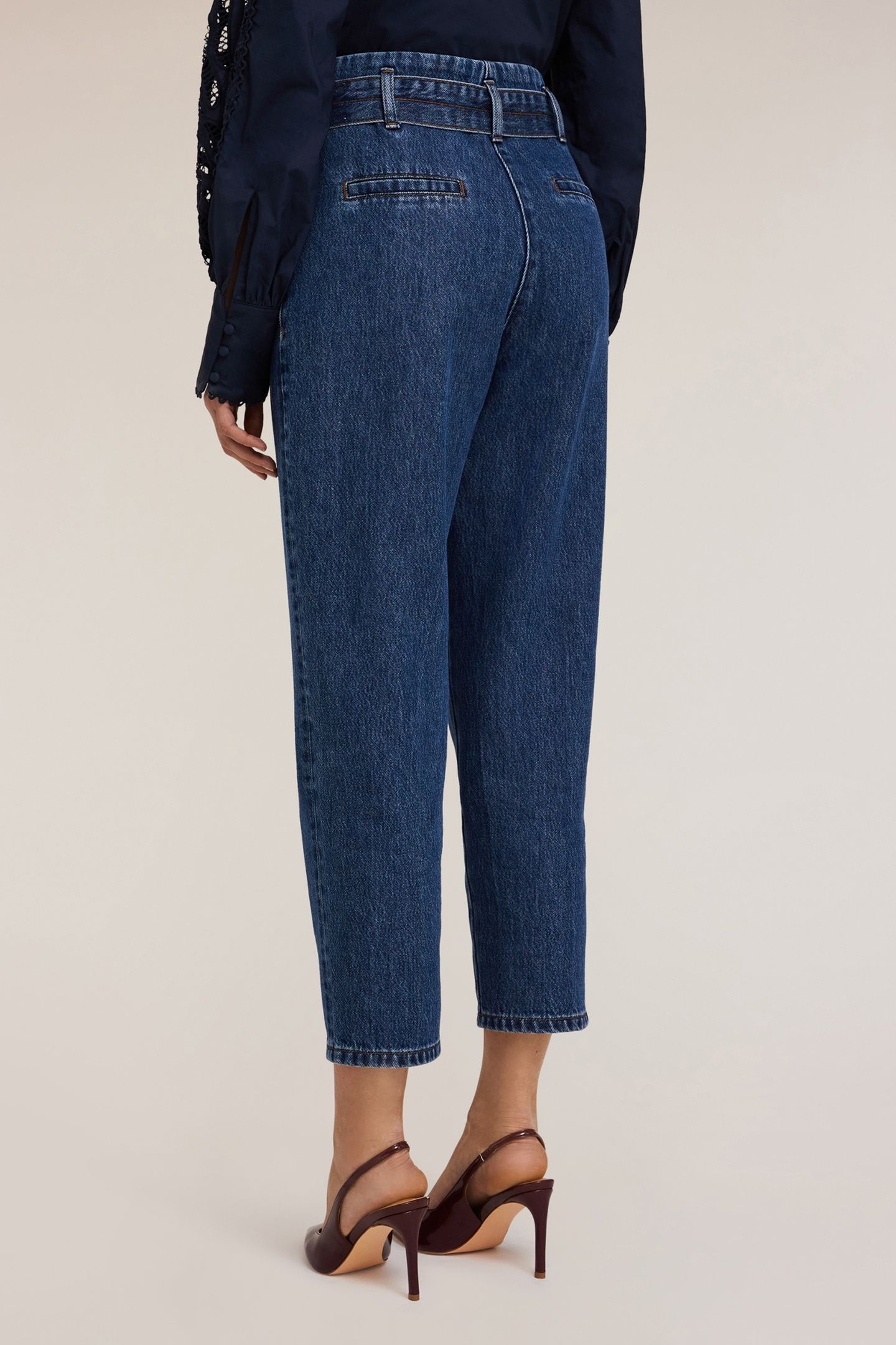 BALLOON FIT JEANS WITH LYOCELL BLEND BELT BLUE 3
