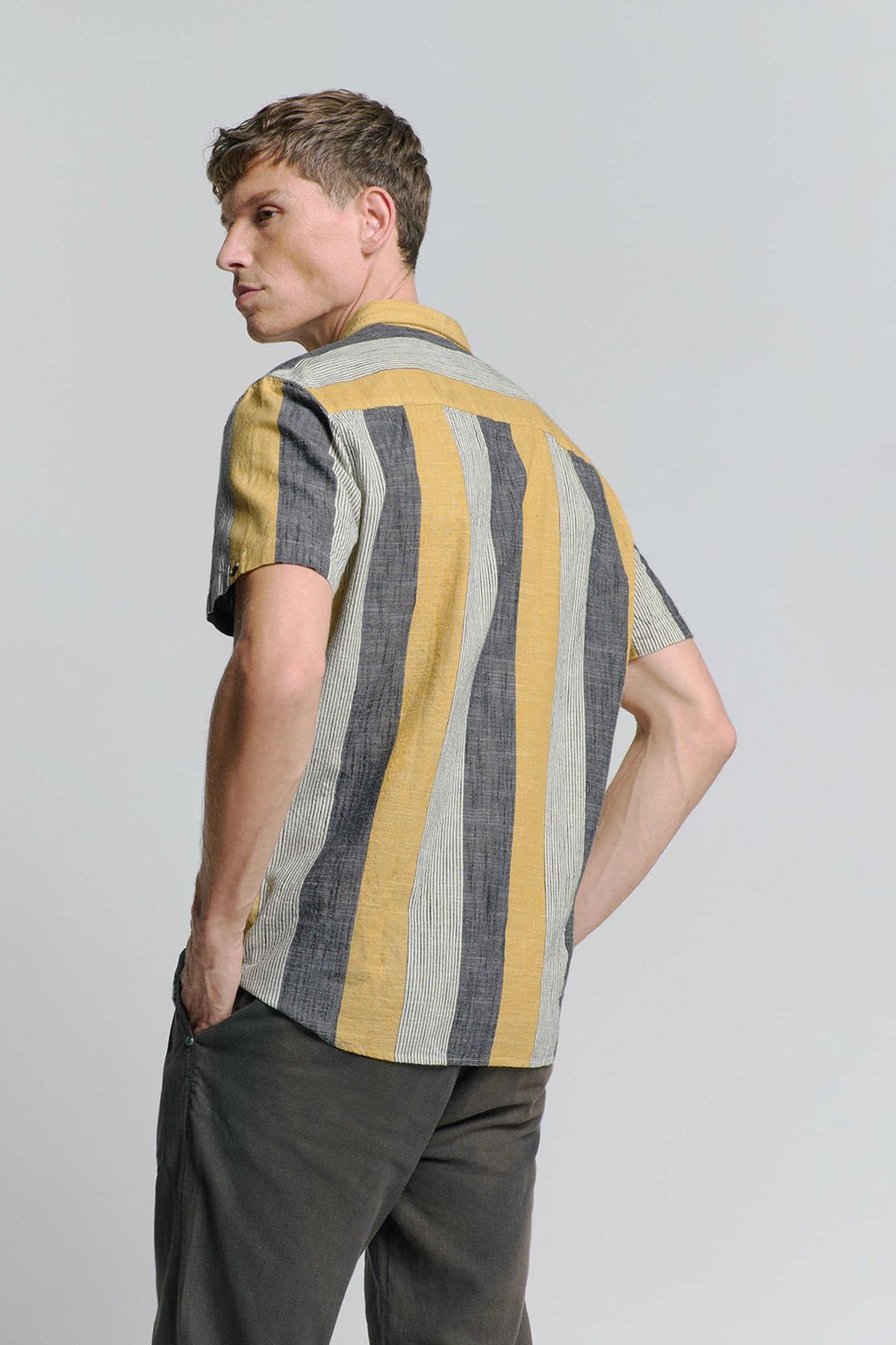 SHIRT SHORT SLEEVE REVERS COLLAR SLUB MULTI COLOURED VERTICA 3