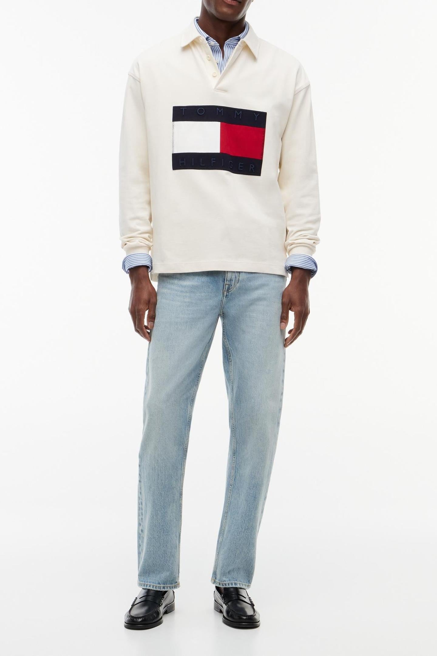 FLAG RUGBY SWEATSHIRT IVORY PETAL 1