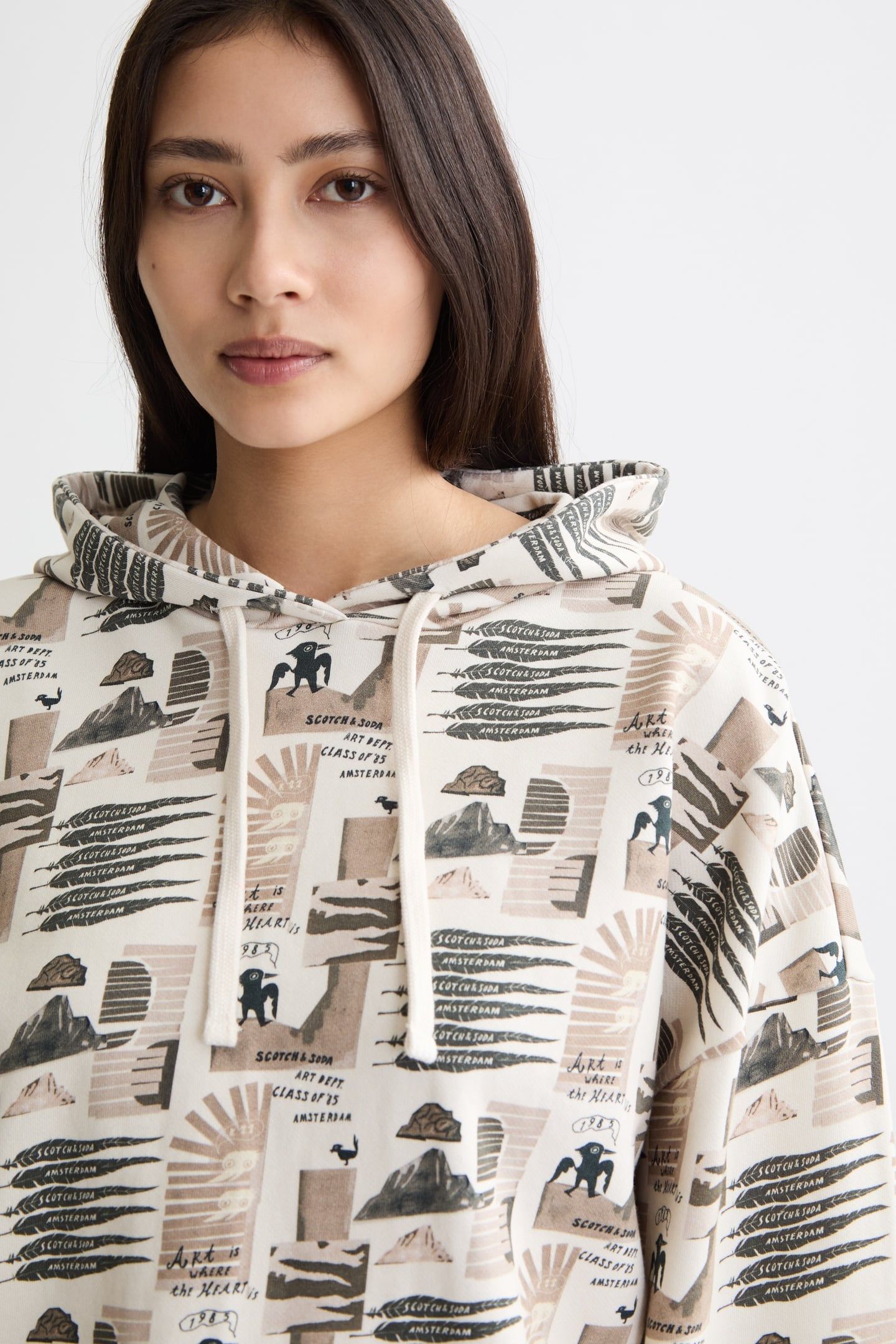 ALL OVER PRINTED OVERSIZED FIT HOODIE ART DEPT COLLAGE GREY  3