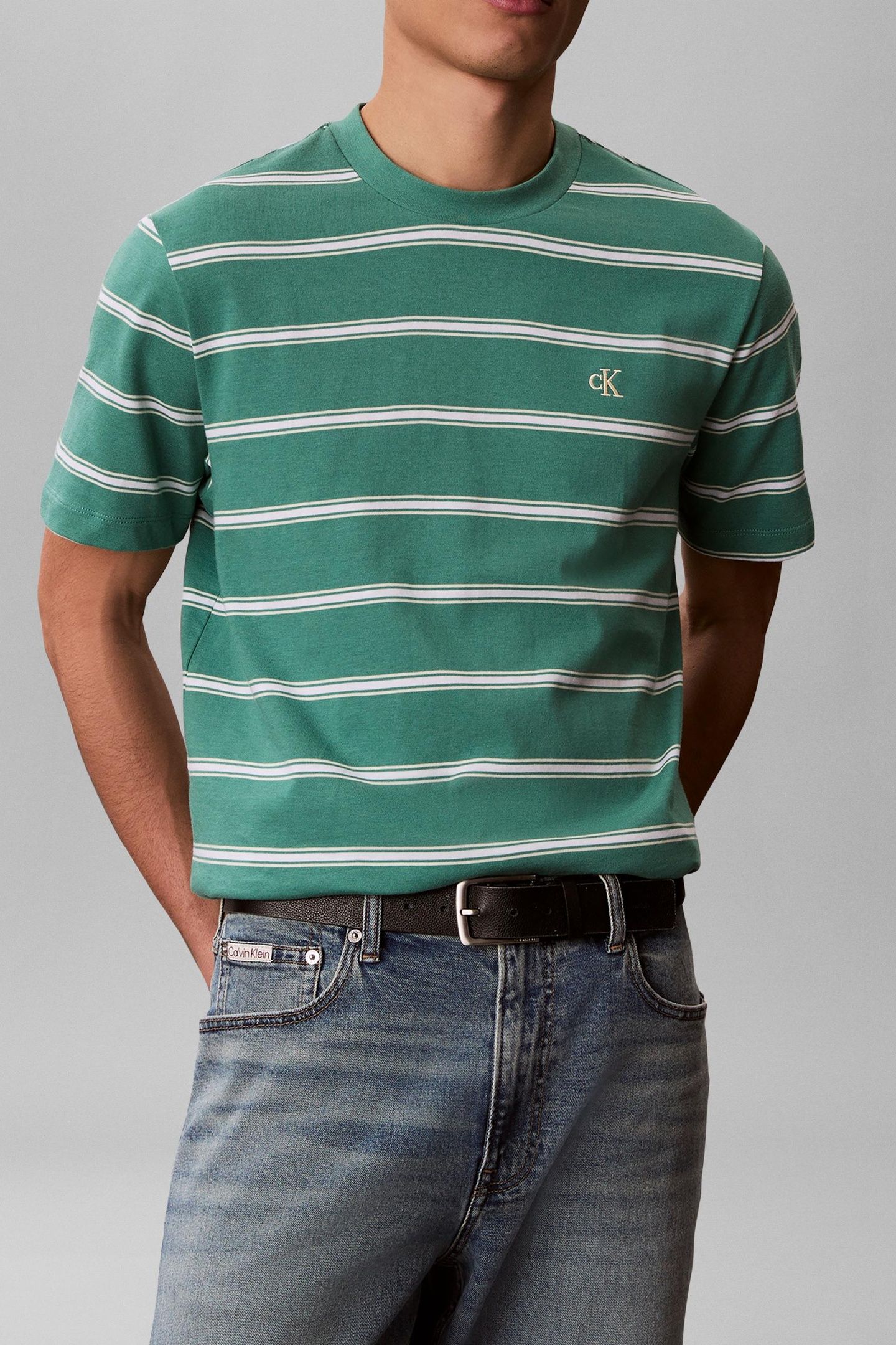 SS EASY STRIPE CREWNECK WILD GREEN 2