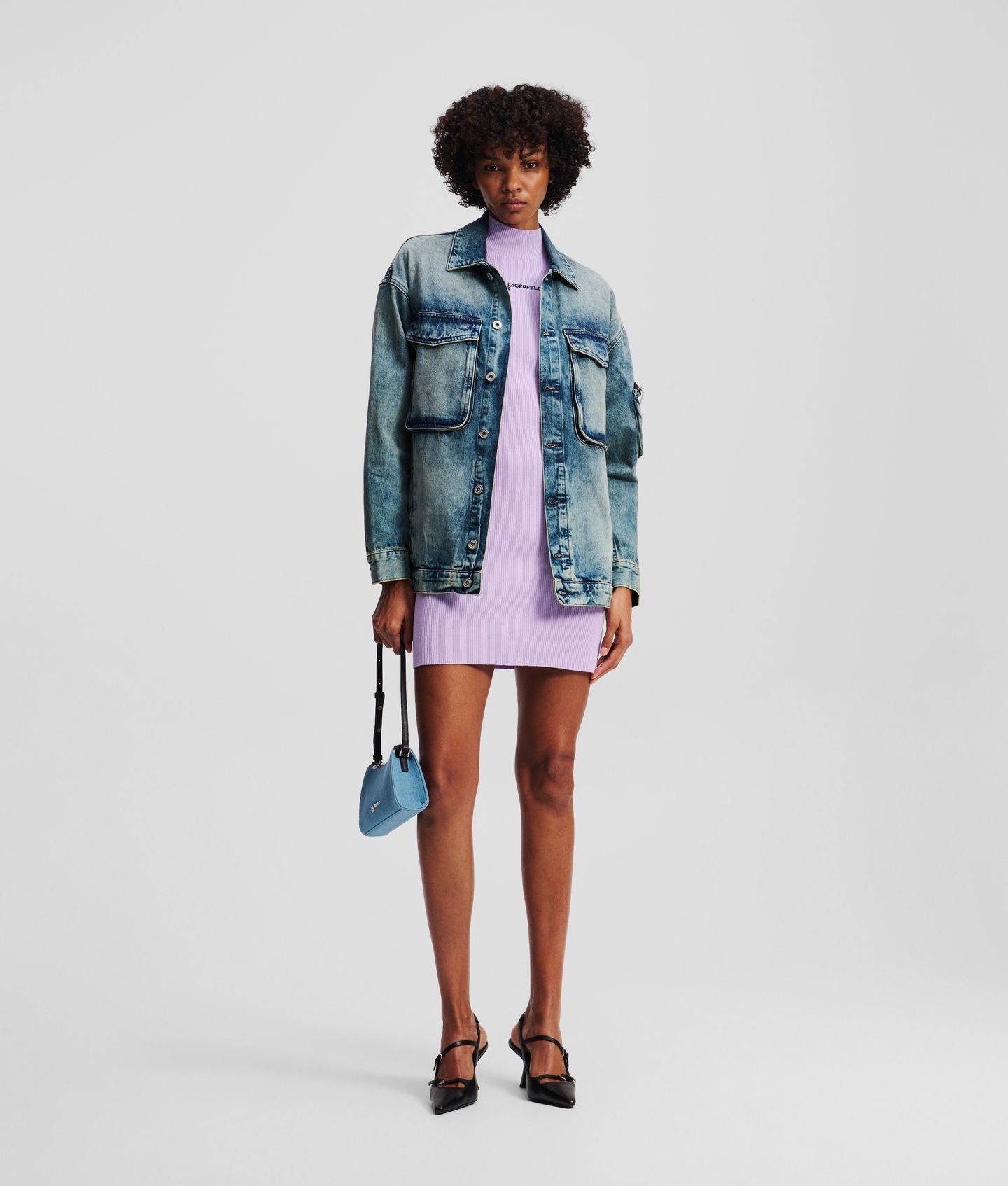KLJ SLESS MOCK NECK KNIT DRESS LAVENDULA 2