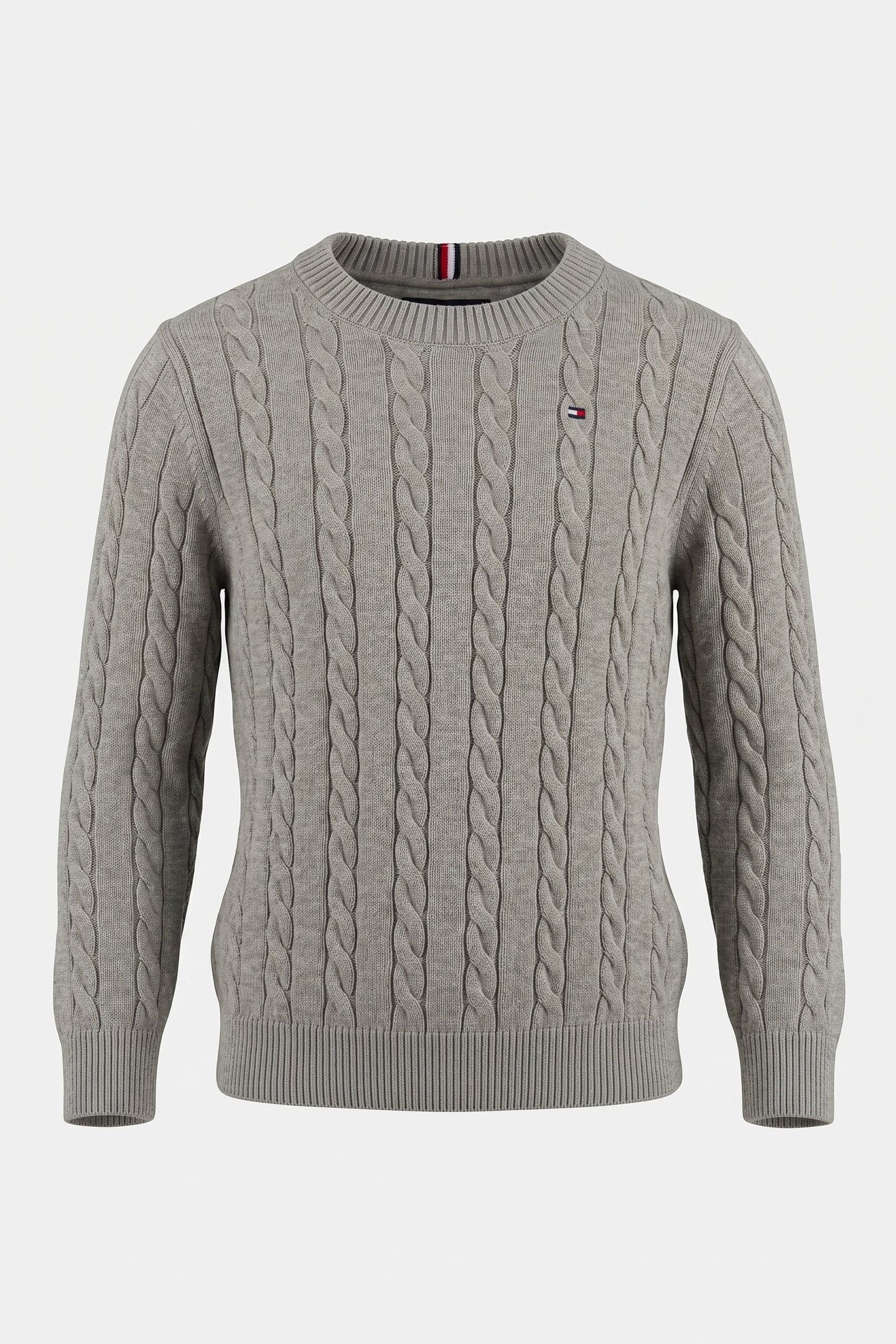 BOYS COTTON CABLE SWEATER MID GREY HEATHER 2