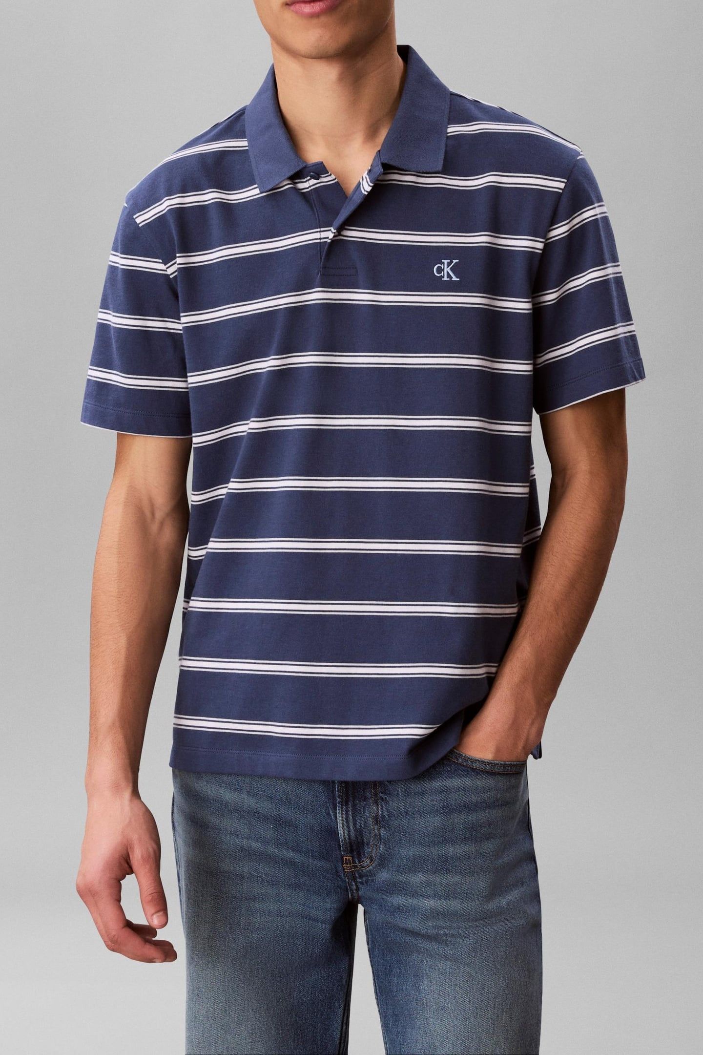 SS EASY 16S JERSEY POLO DARK DENIM 1
