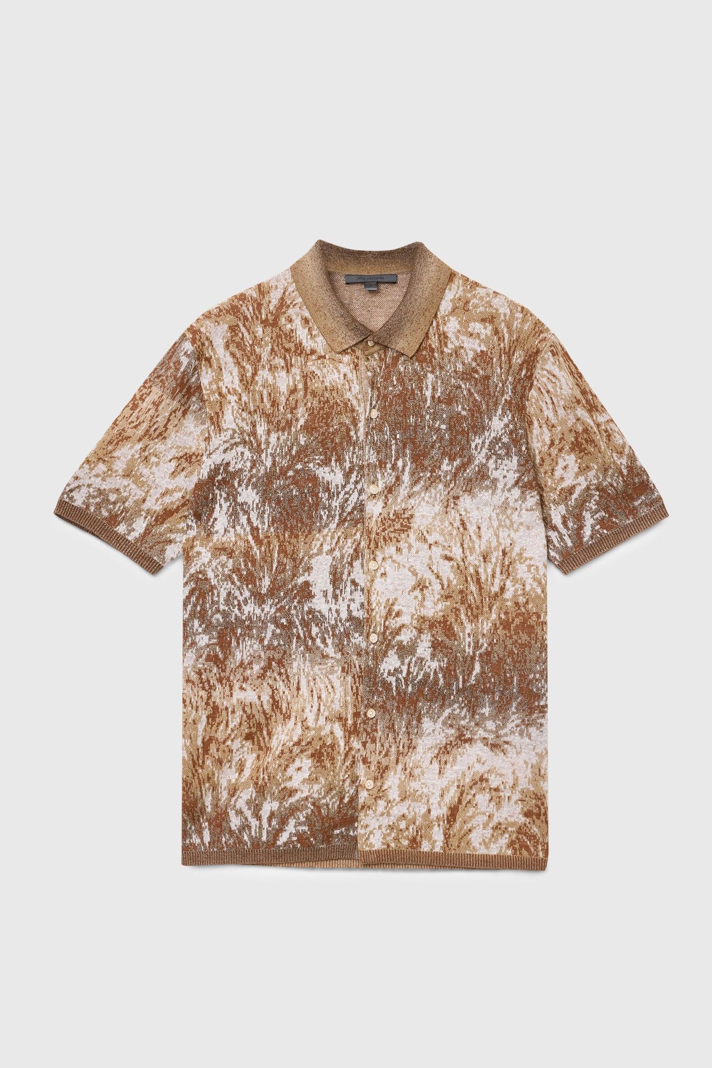 DEMONTE REGULAR FIT SS SHIRT IN PALM LEA FOSSIL GREY 2