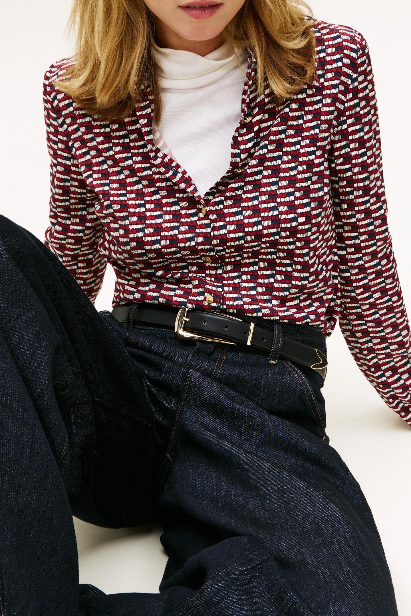 VIS TWILL LS SHIRT LOGO PRINT NAVY 5
