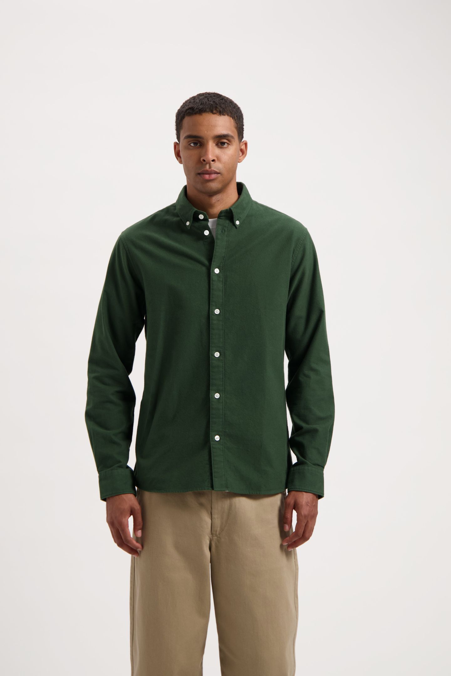 WAL – JAMES VELVETEEN REGULAR SHIRT DARK GREEN 1