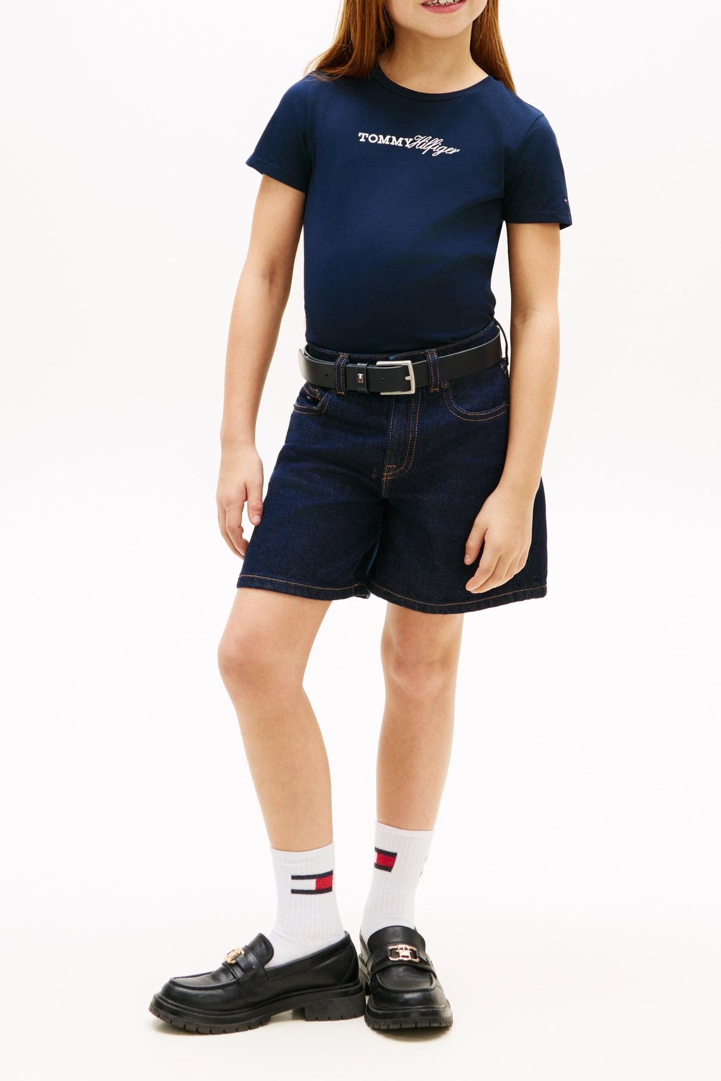 GIRLS TOMMY SCRIPT TEE SS DARK NIGHT NAVY 2