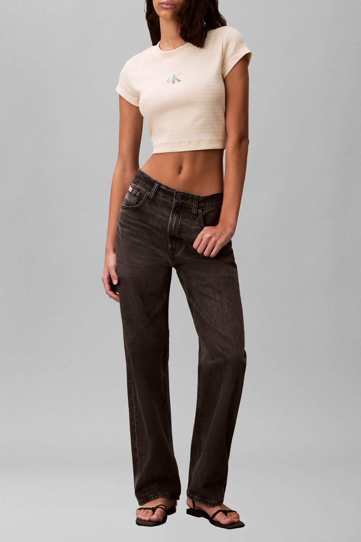 STRIPED MONOLOGO TEE FRENCH VANILLA STRIPE 3