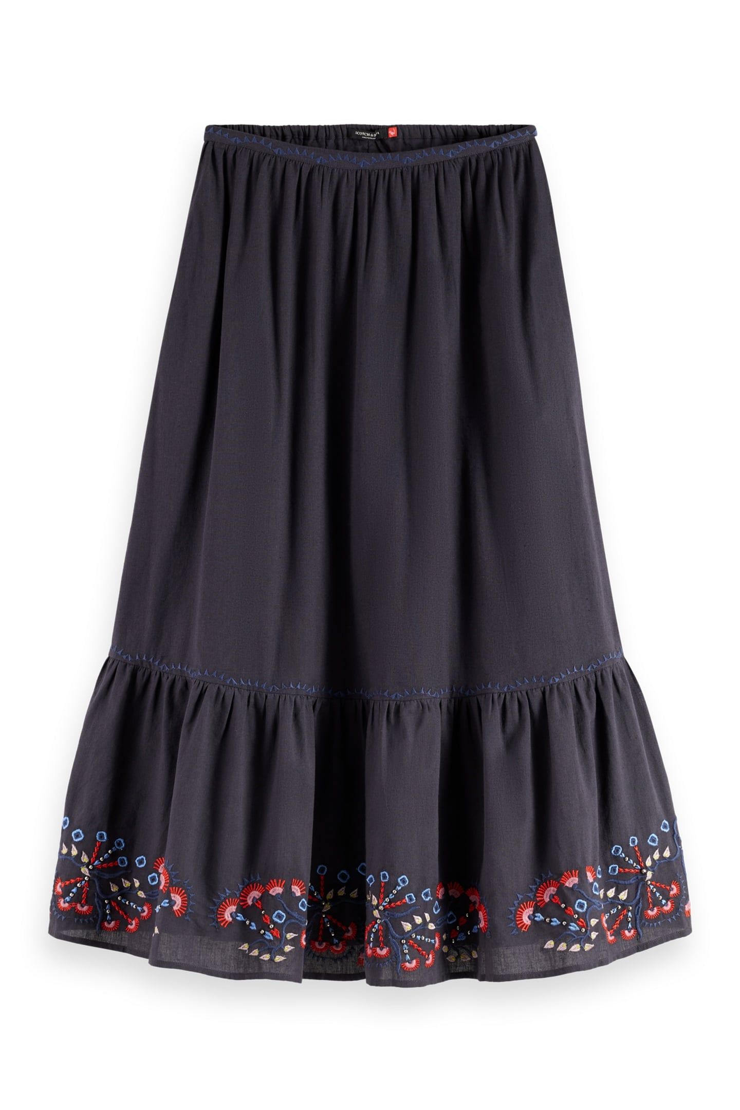 EMBROIDERED MAXI SKIRT CHARCOAL ART 5
