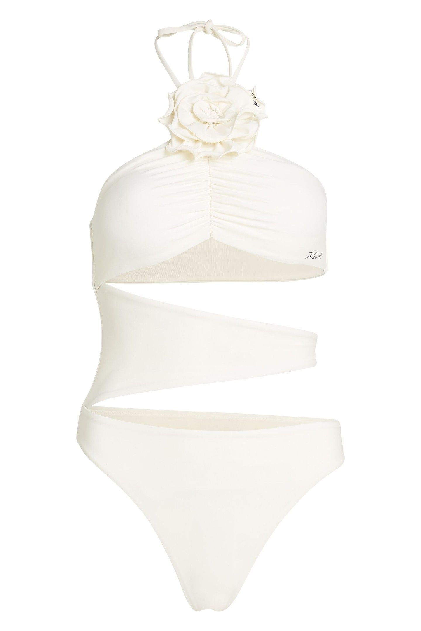 KARL DNA FLOWER SWIMSUIT CANNOLI CREAM 5
