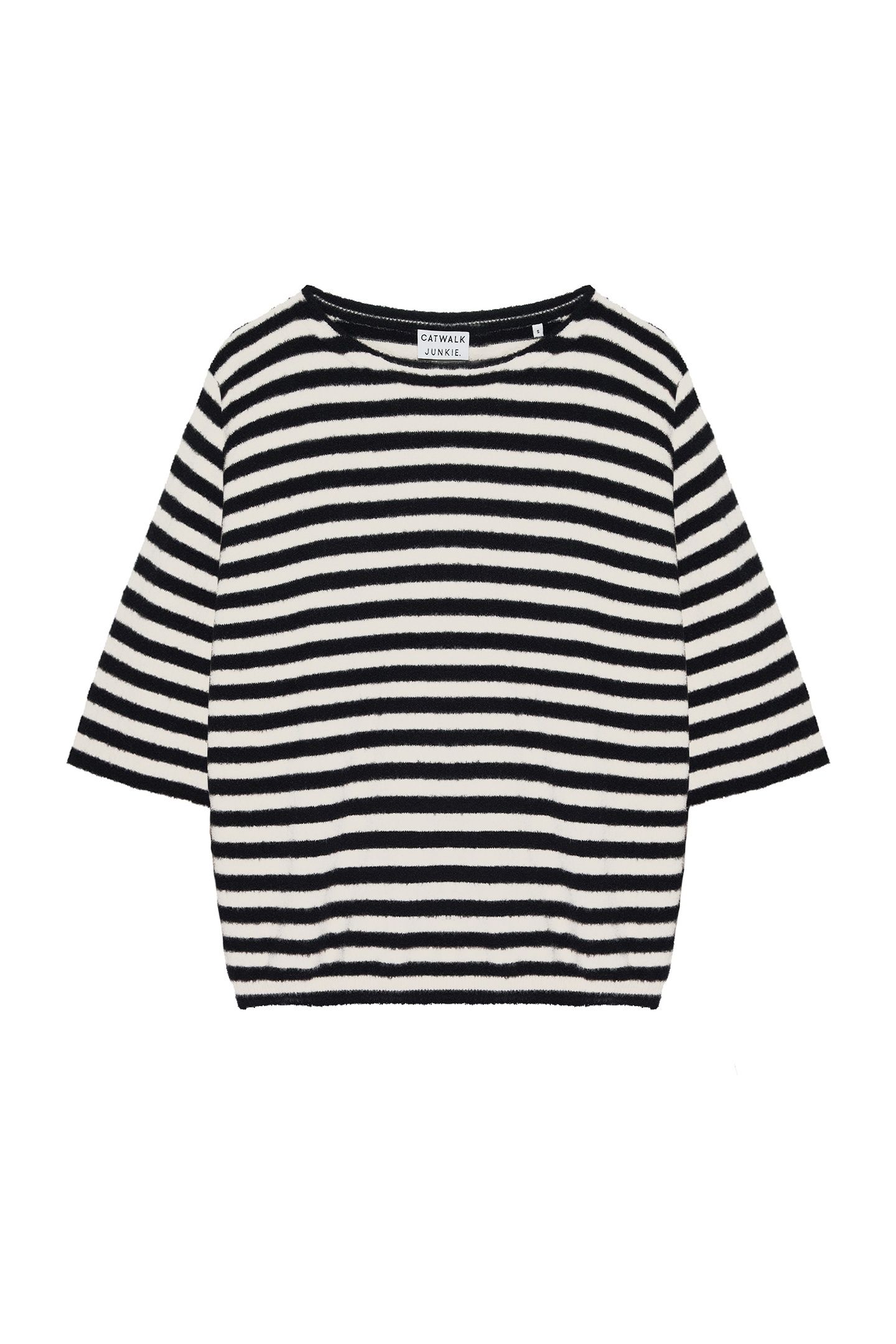 SHORT SLEEVE SOFT STRIPED KNIT BLACK 4