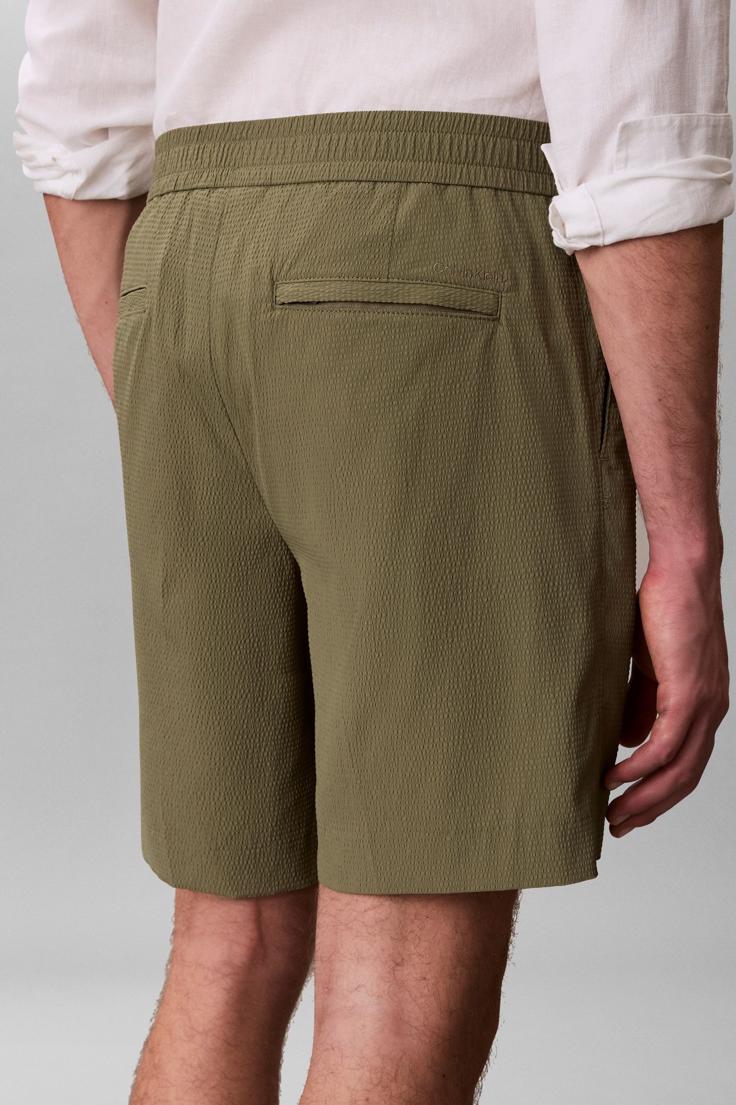 STRAIGHT SEERSUCKER SHORTS DEEP LICHEN GREEN 3