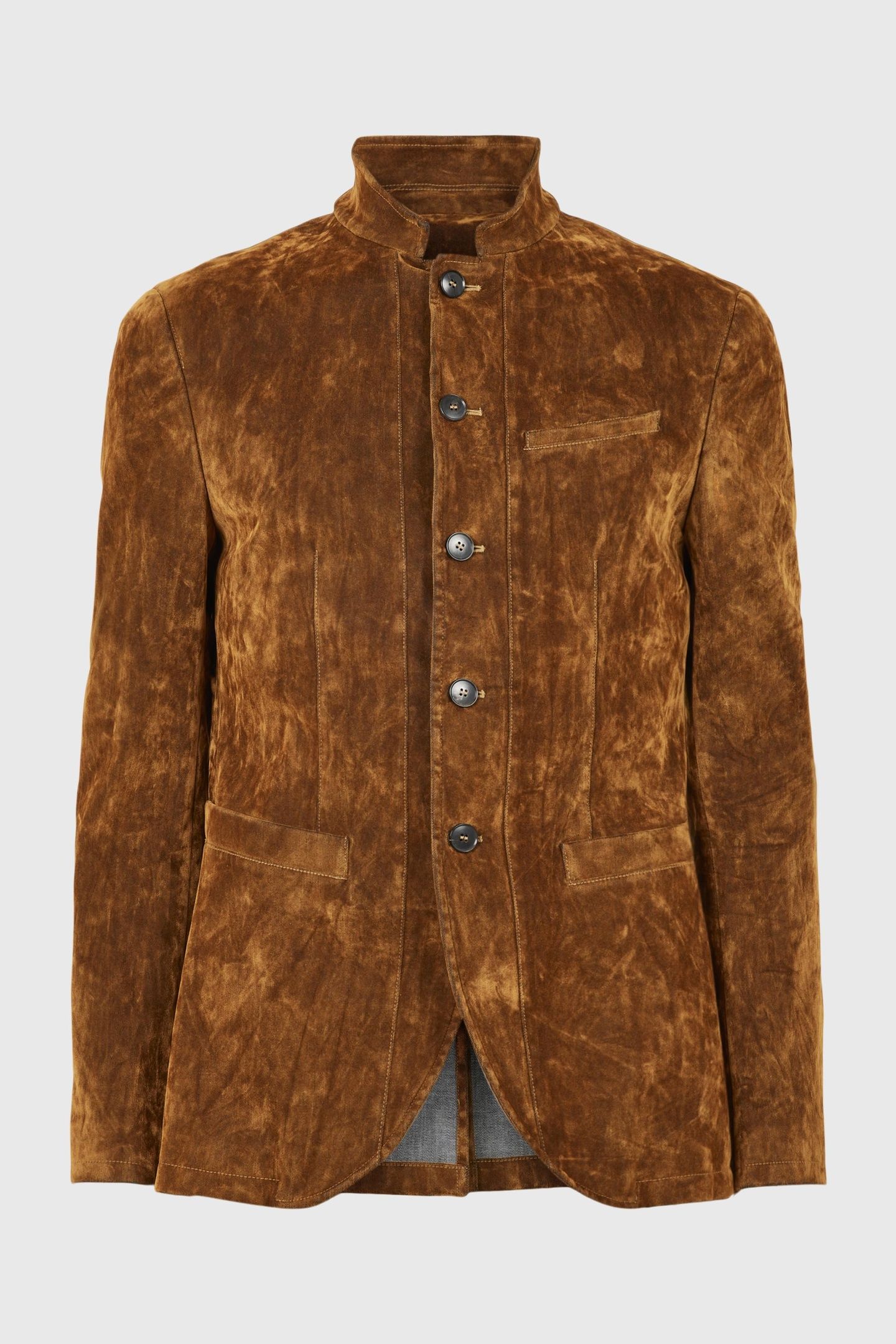 SLIM FIT STAND UP COLLAR LIGHT OCHRE BROWN 2