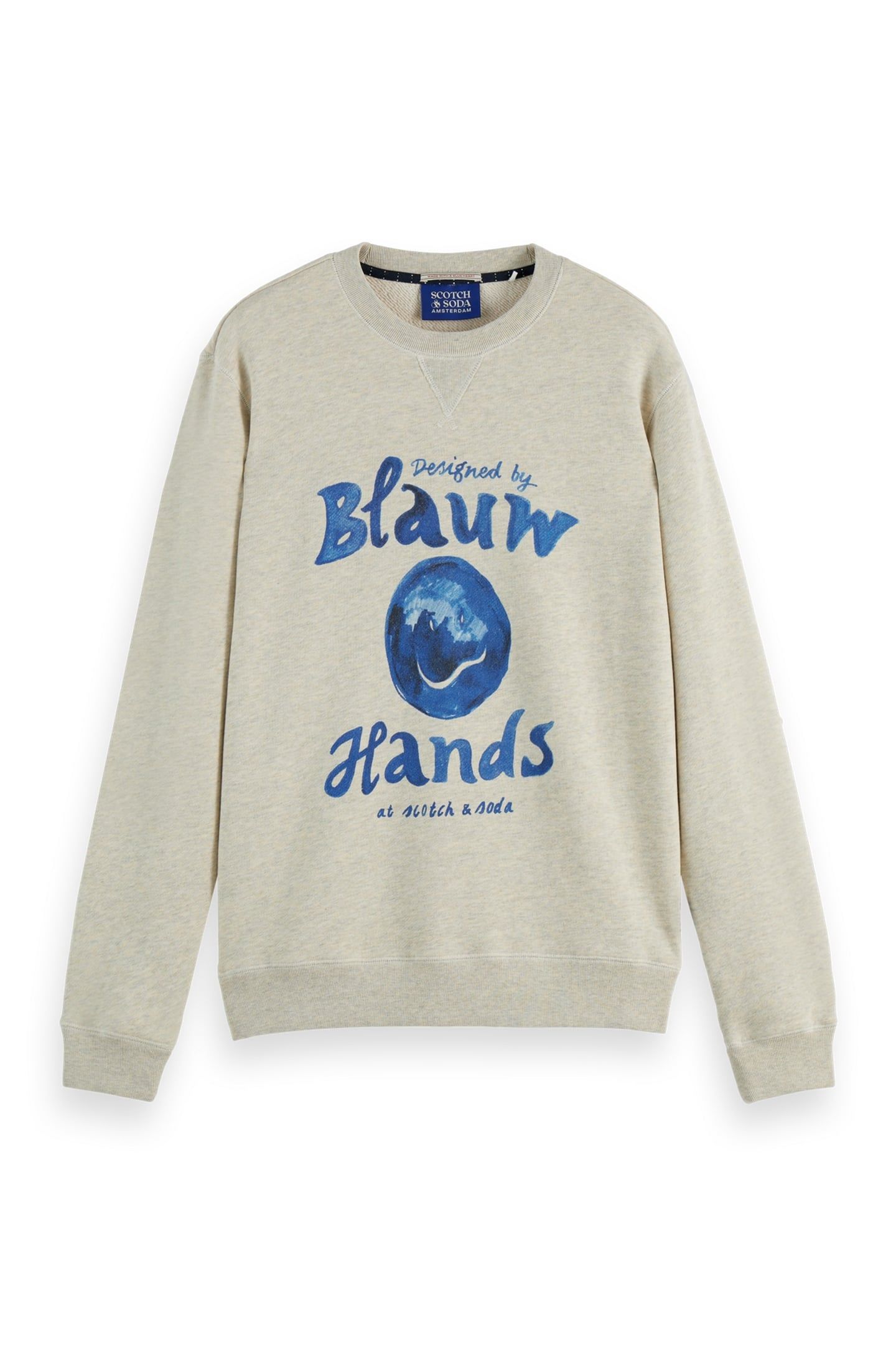 DENIM WASHED ARTWORK SWEATSHIRT ECRU MELANGE 1