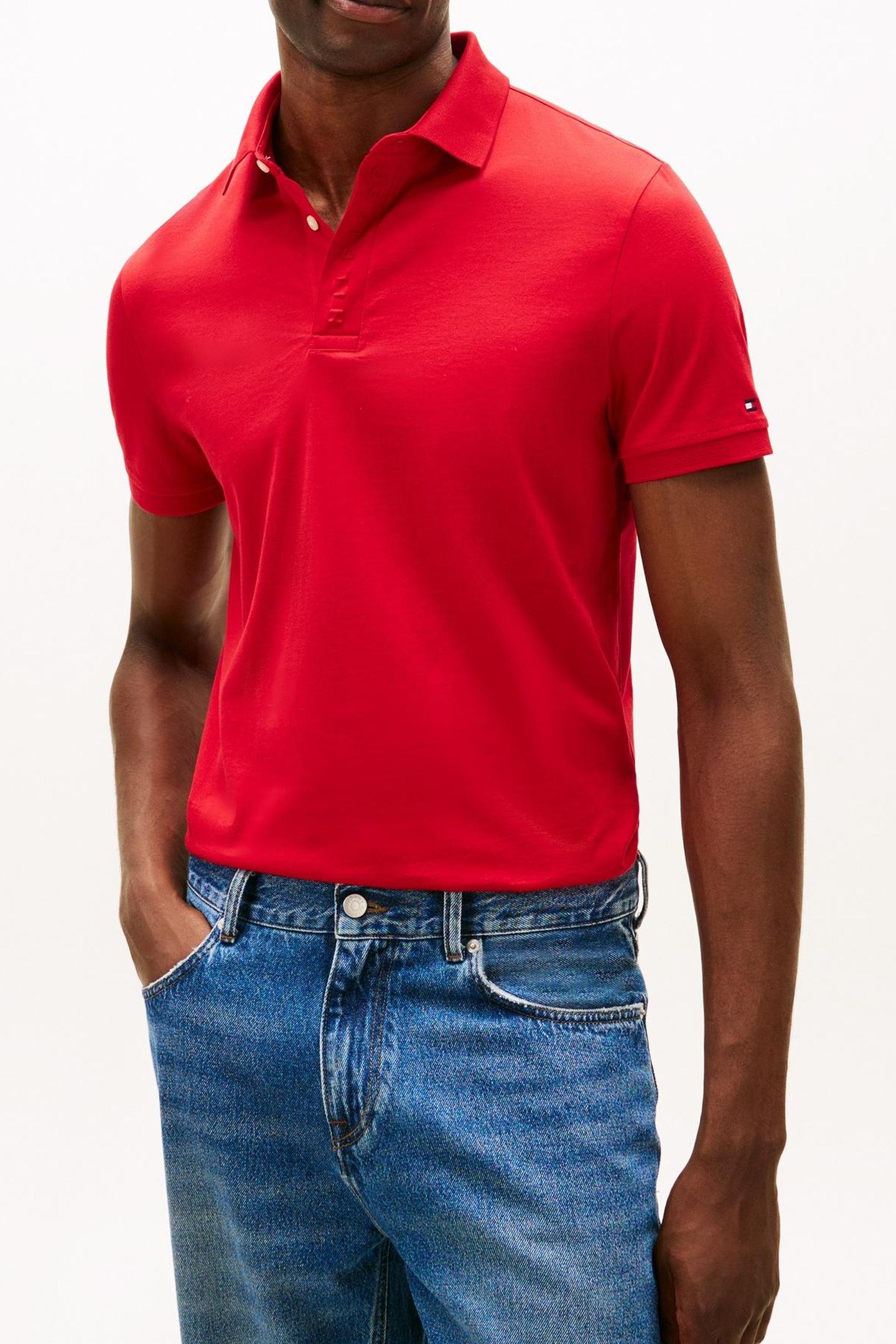 HIDDEN PLACKET DETAIL POLO MEDIUM RED 1