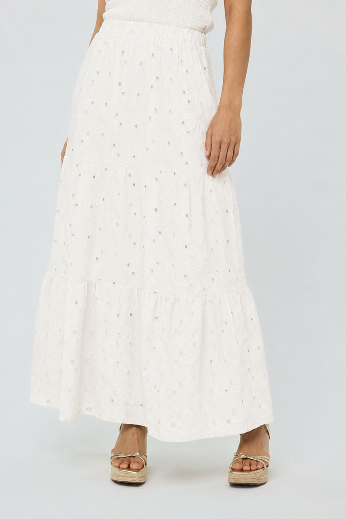 SKIRT LONG EMBROIDERY FLOWER OFF WHITE 1