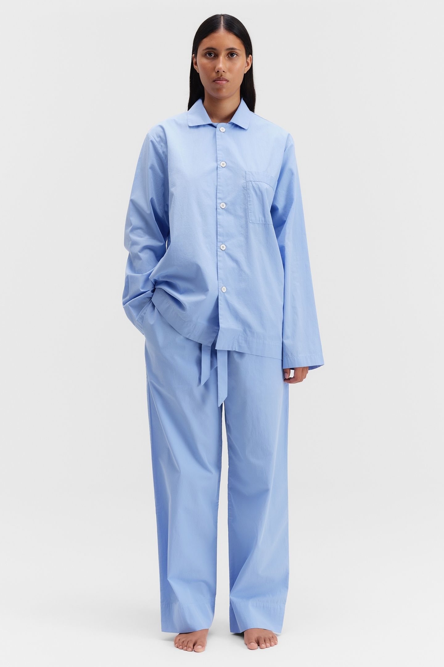 UNISEX POPLIN, PYJAMAS PANTS CORNFLOWER BLUE 2