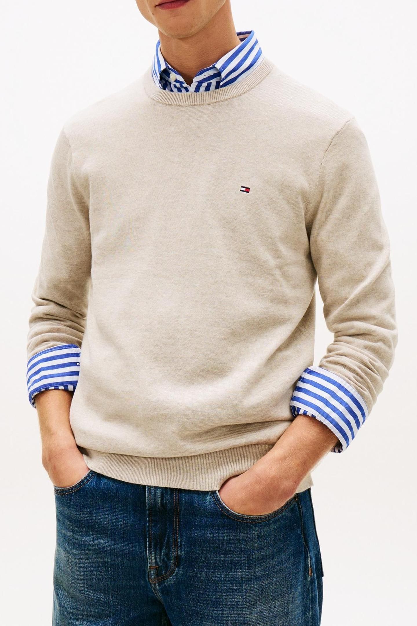 ESSENTIAL SEASONAL COTTON SWEATER SANDALWOOD HEATHER 5