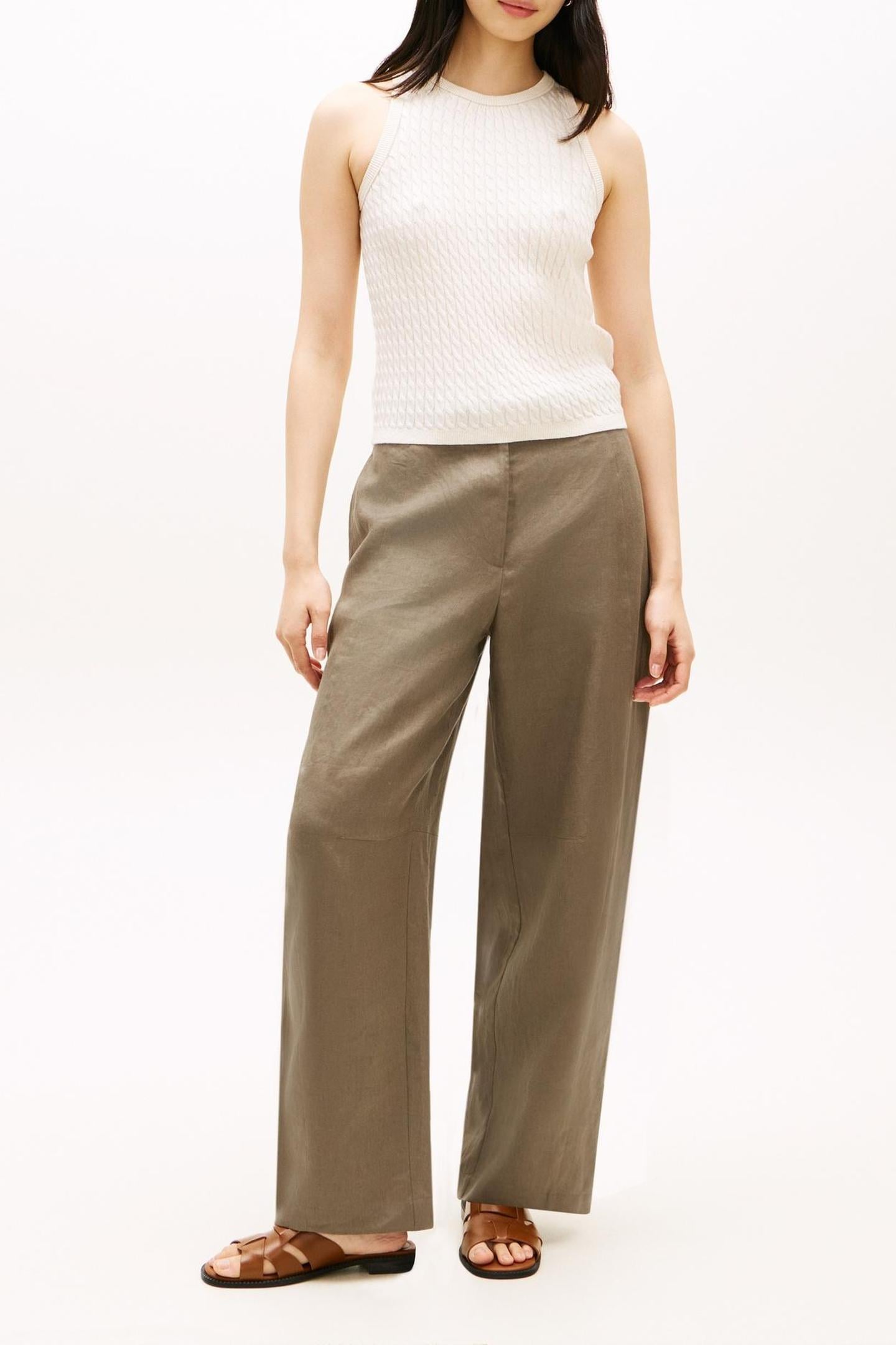 LINEN UTILITY BARREL JEANS MEDITERRANEAN OLIVE 2