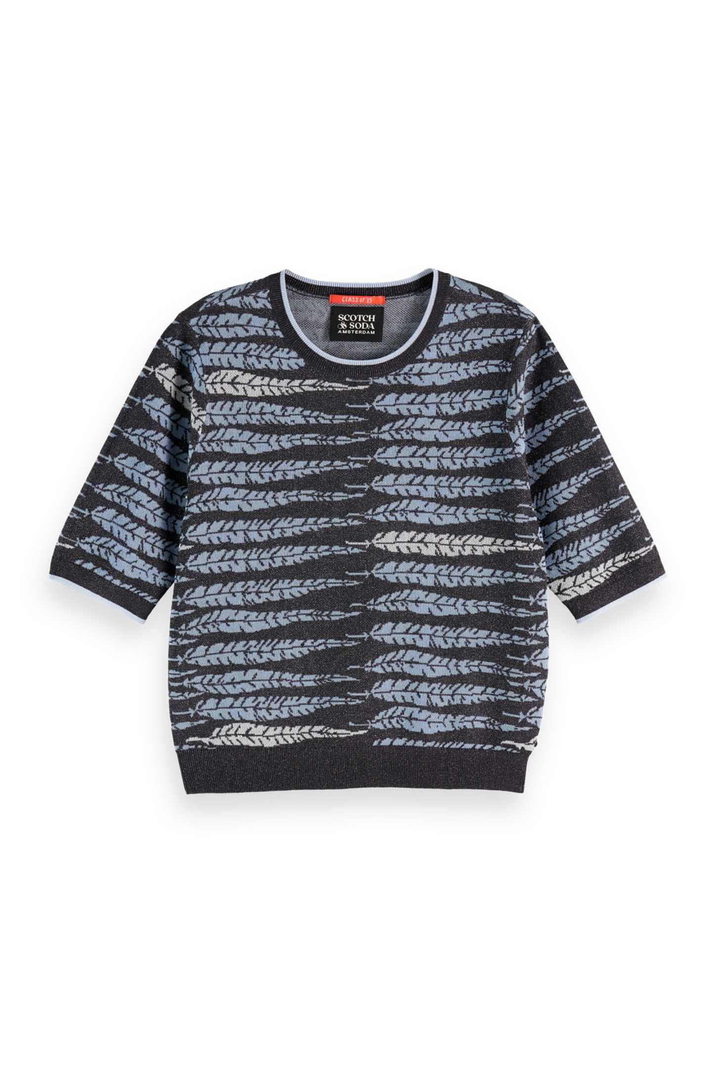 LUREX JACQUARD KNITTED TEE CHARCOAL ART 4