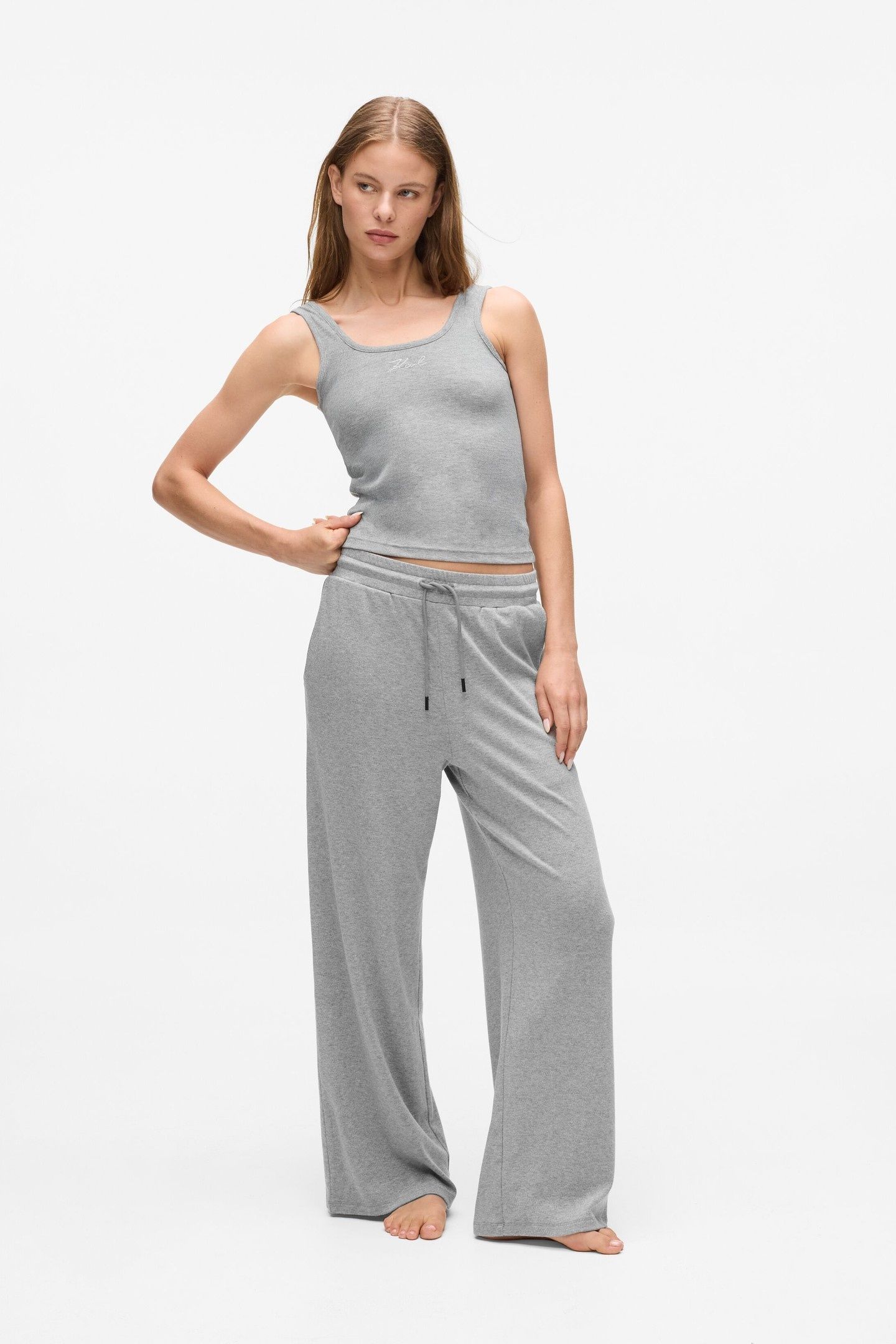 SIGNATURE LUREX SWEATPANT MEDIUM GREY MELANGE 1
