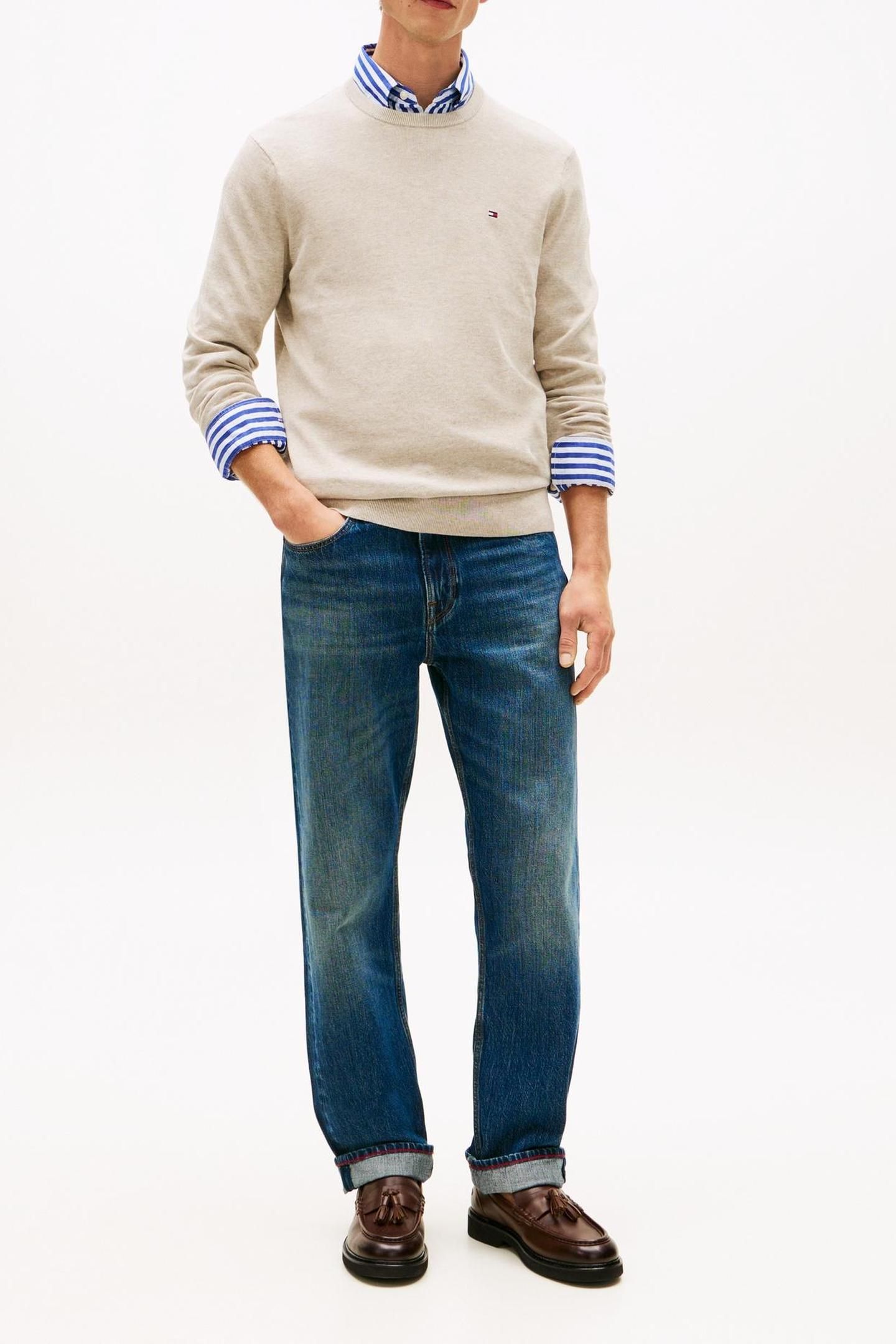 ESSENTIAL SEASONAL COTTON SWEATER SANDALWOOD HEATHER 1
