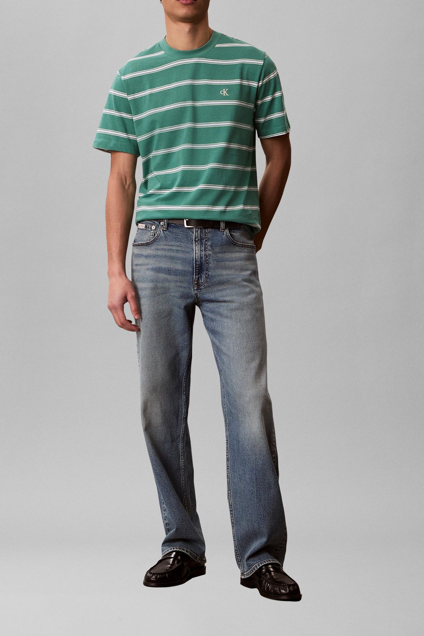 SS EASY STRIPE CREWNECK WILD GREEN 3