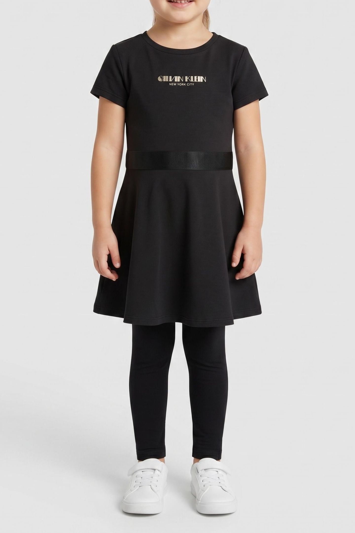 GIRLS FIT AND FLARE PUNTO DRESS BLACK 1
