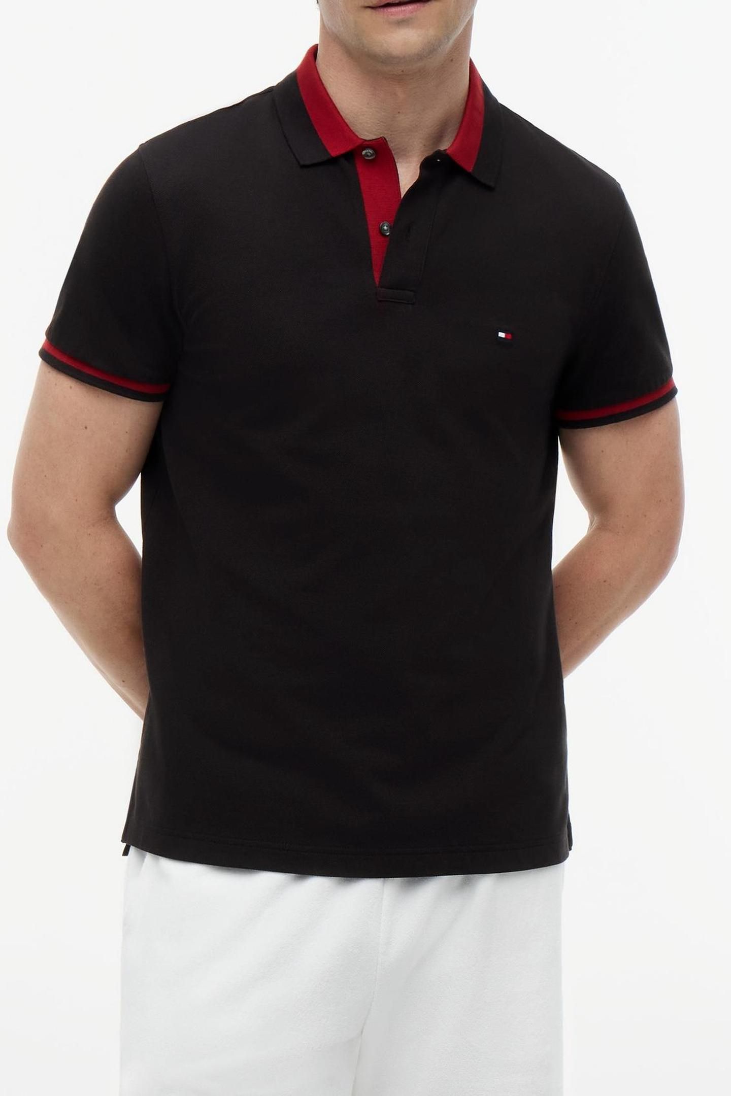 CONTRAST COLLAR BLOCK POLO BLACK 1
