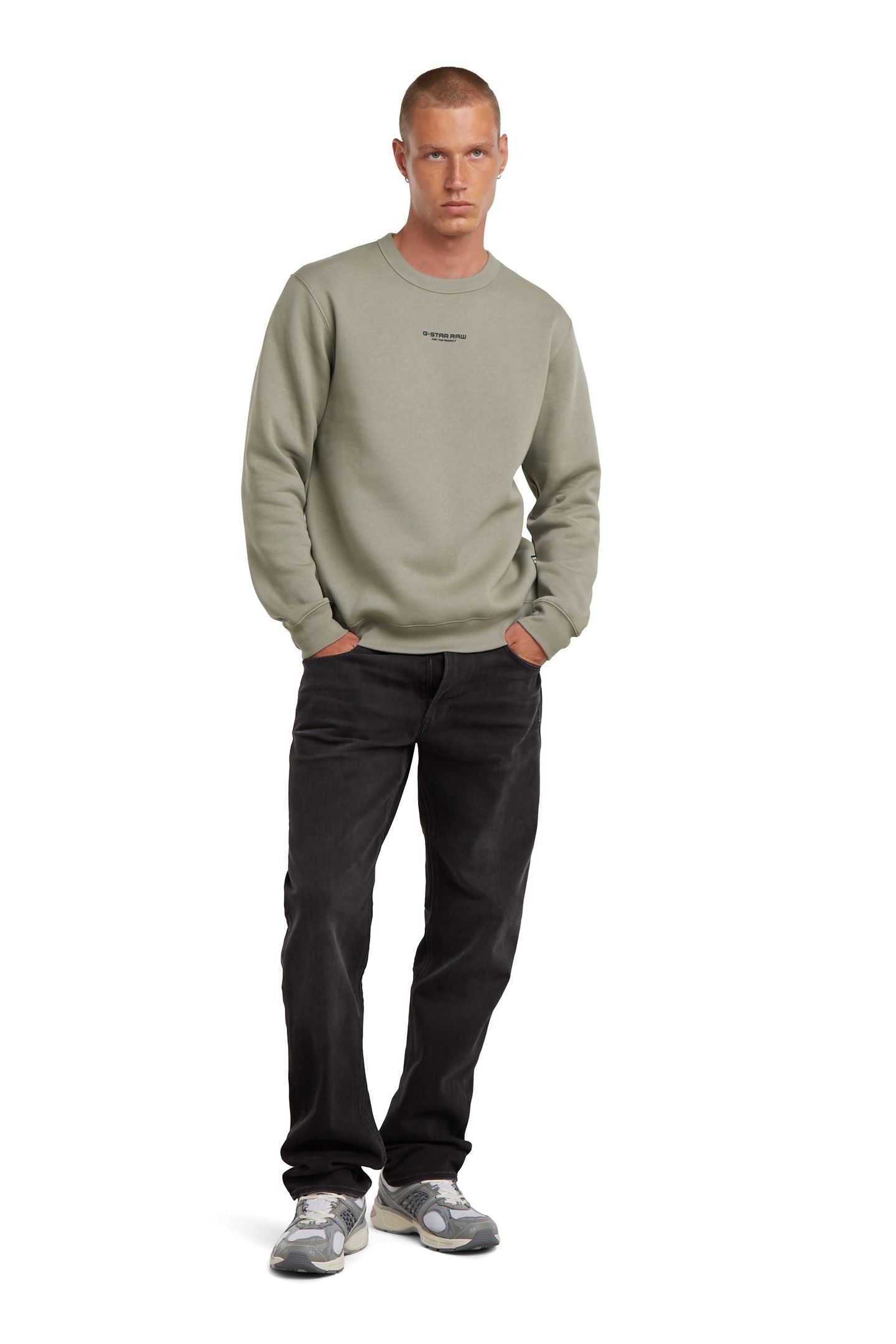 CENTER CHEST LOGO SWEATER ELEPHANT SKIN 1