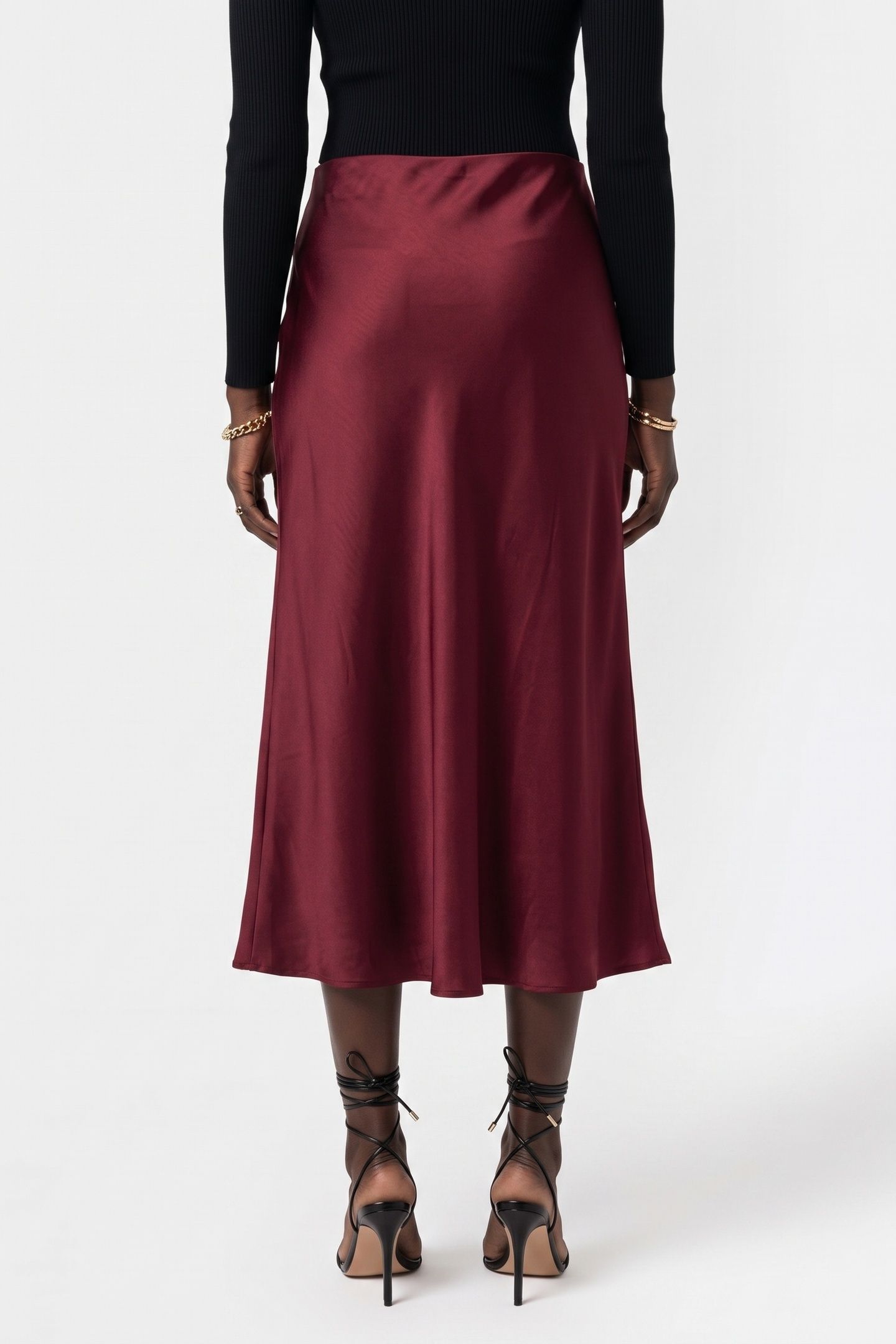 IRINA SATIN SKIRT BORDEAUX RED 2