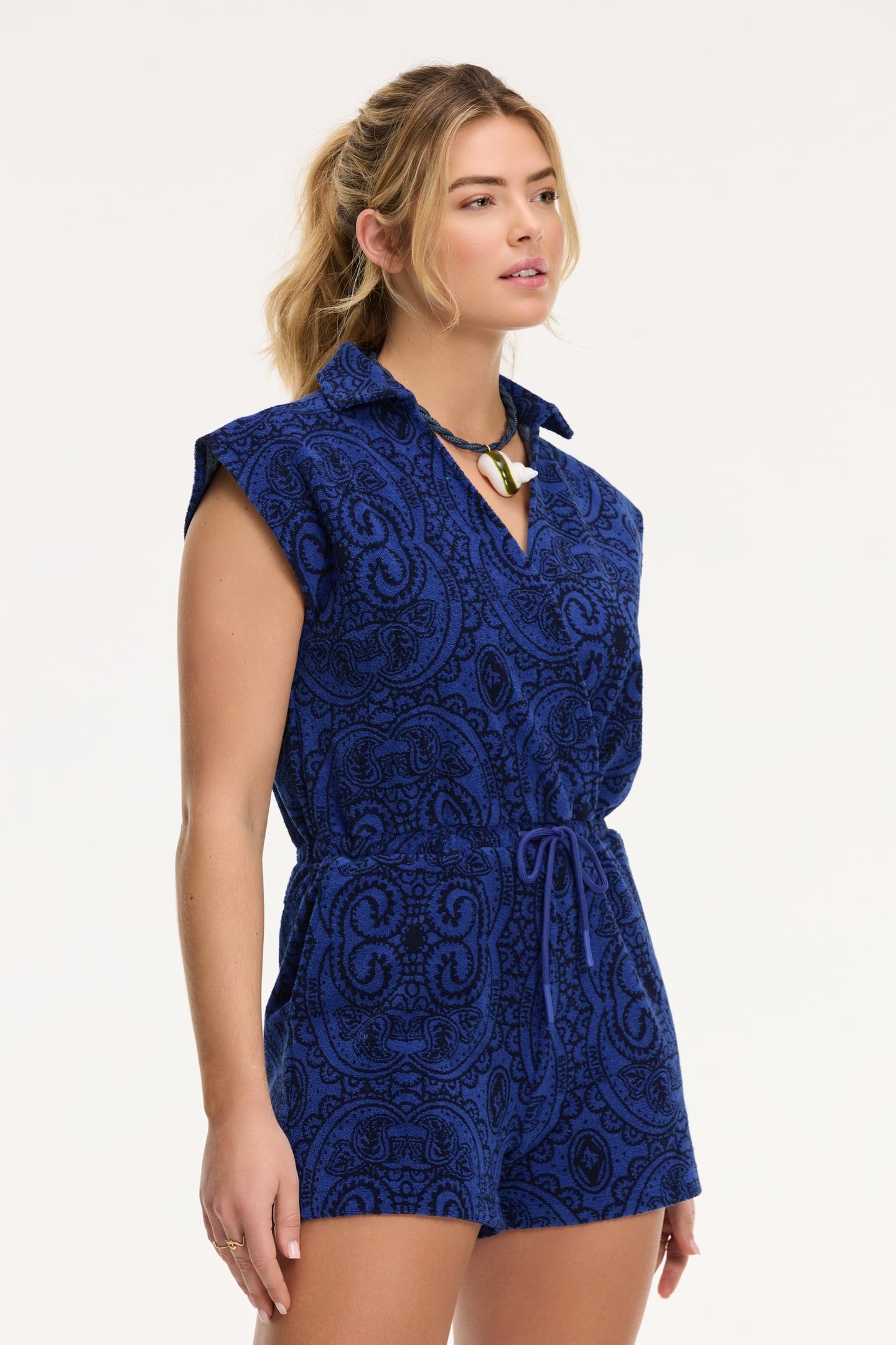 FLORE PAISLEY TOWELING JUMPSUIT SHIWI OCEAN BLUE PAISLEY 2
