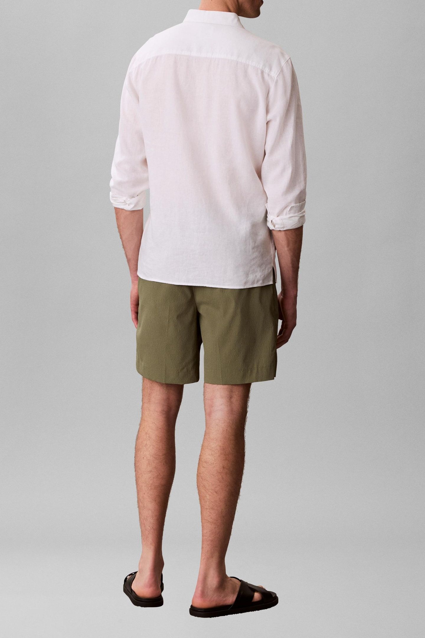 STRAIGHT SEERSUCKER SHORTS DEEP LICHEN GREEN 4