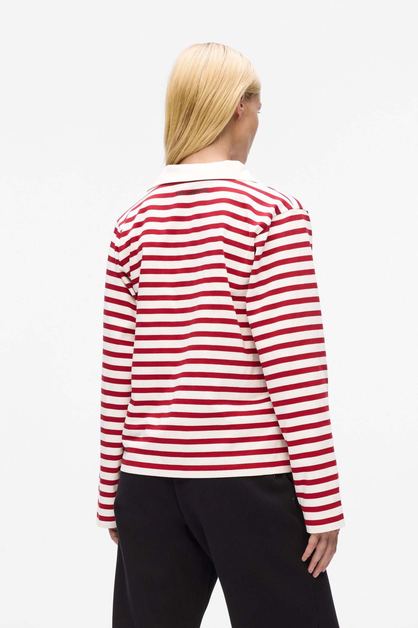 IKON SKETCH STRIPE LONGSLEEVE POLO SCARLET SAGE-CREAM 2
