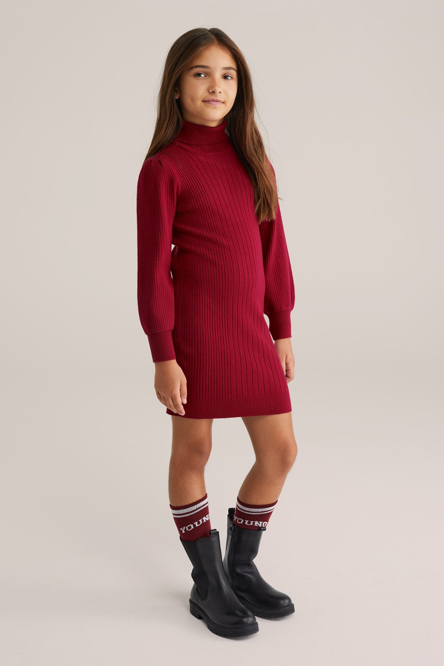DRESS MID LENGTH VINTAGE RED 2