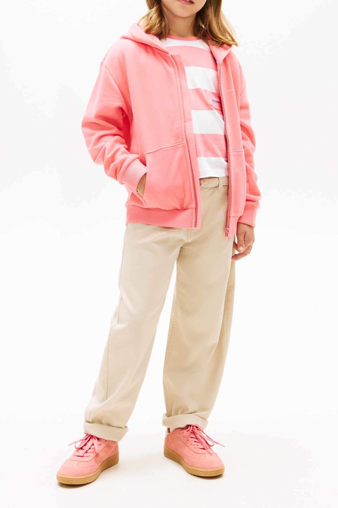 UNISEX MINI ZIP THROUGH HOODIE TROPICAL BLUSH 6