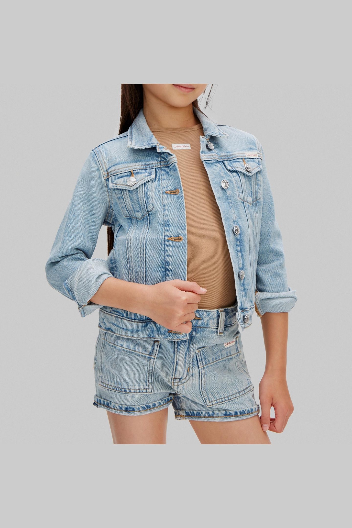 GIRLS CUFFED DENIM SHORTS DANTE WASH 2